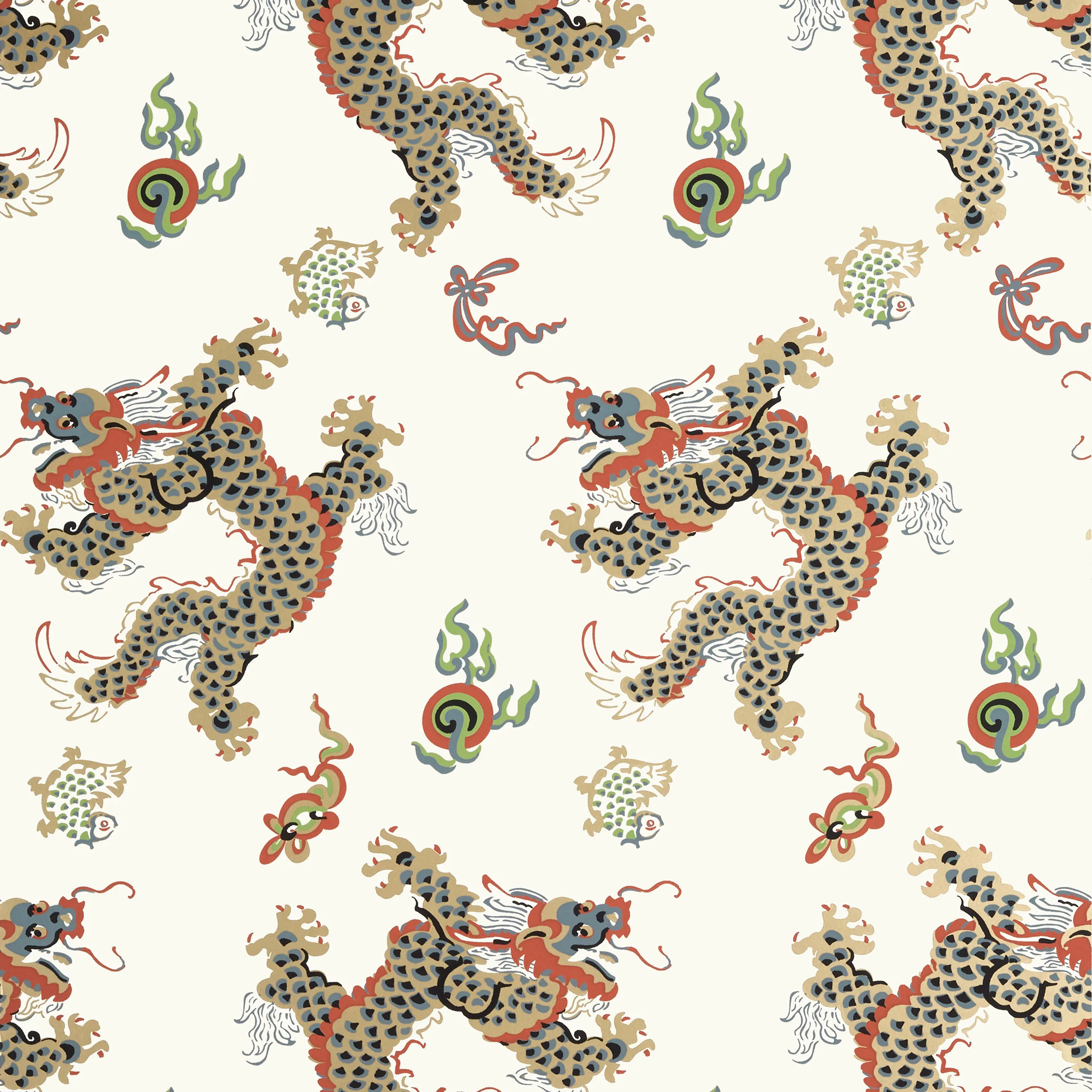 AT23183 | Dragon Dance – Metallic Gold on Neutral