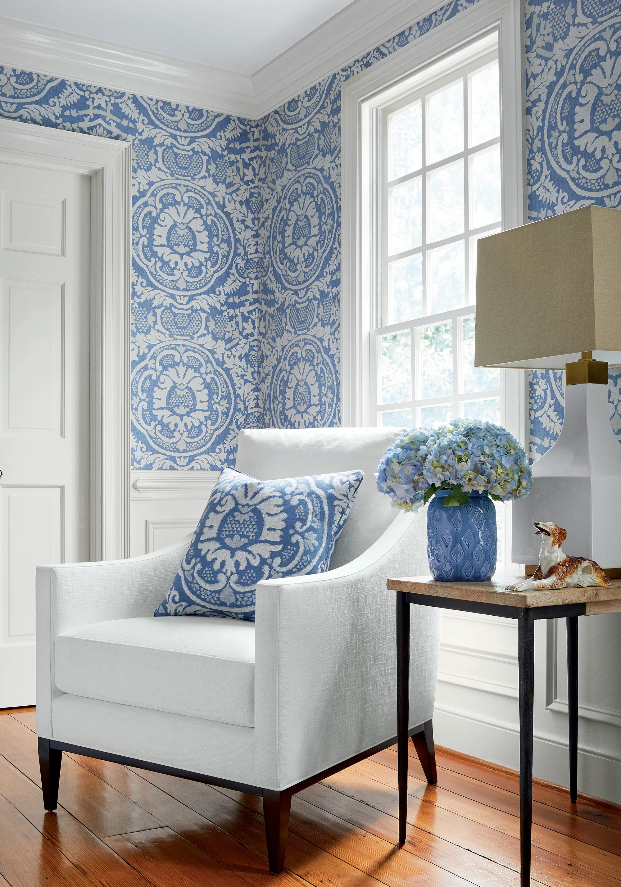 Thibaut Earl Damask in Blue (T10837)