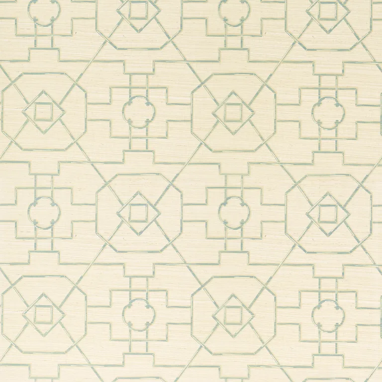 Thibaut East Gate in Cream and Aqua (T41152)