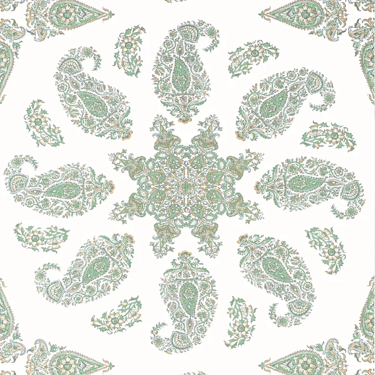 Thibaut East India in Green and White (T36442)