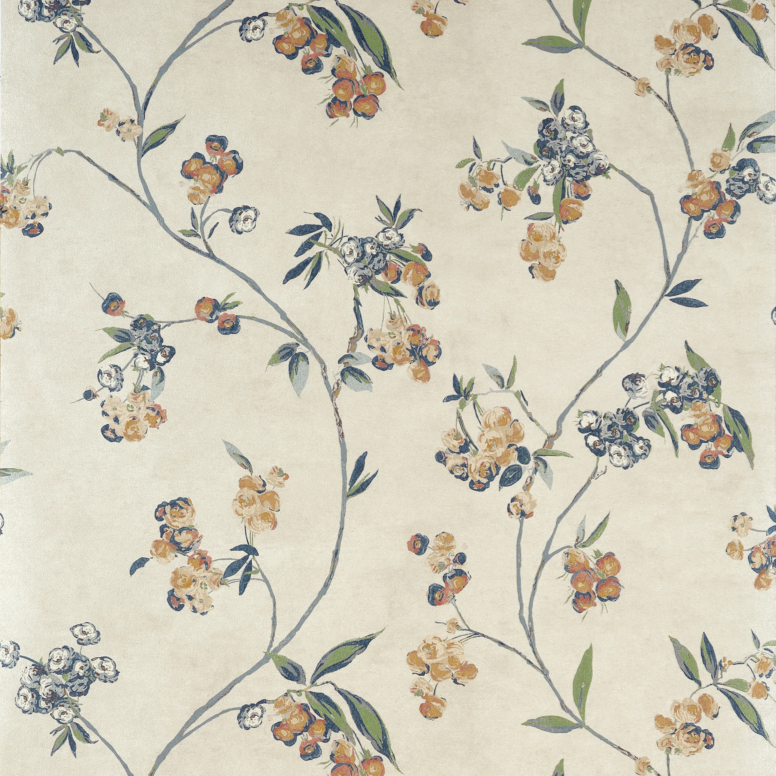 Anna French Edo Bloom in Apricot and Slate on Pearl (AT16152)