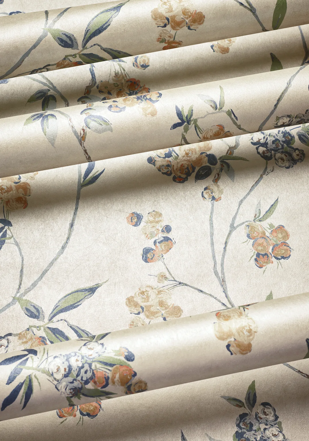 Anna French Edo Bloom in Apricot and Slate on Pearl (AT16152)