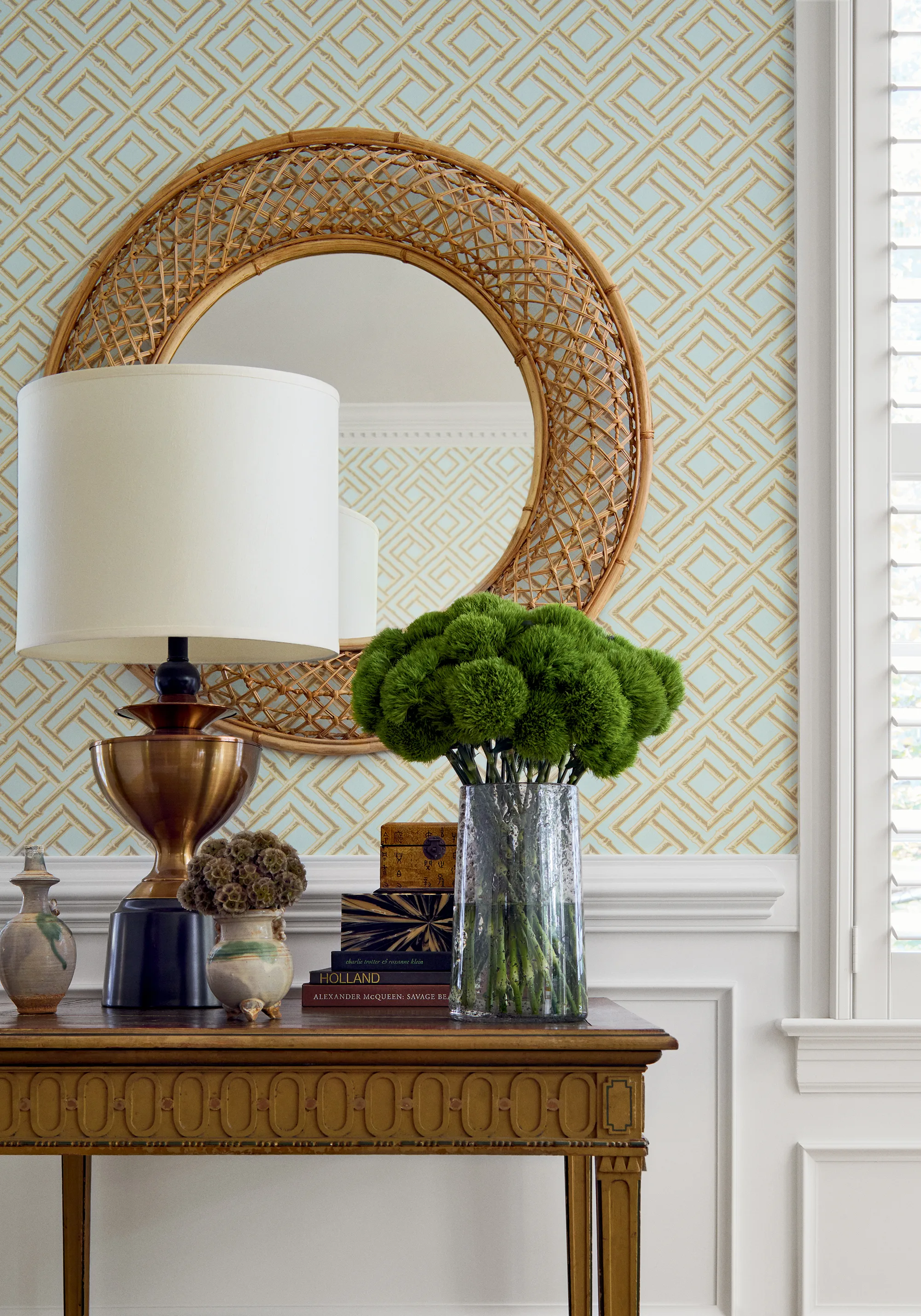 Thibaut French Lattice in Blue and Beige (T42046)