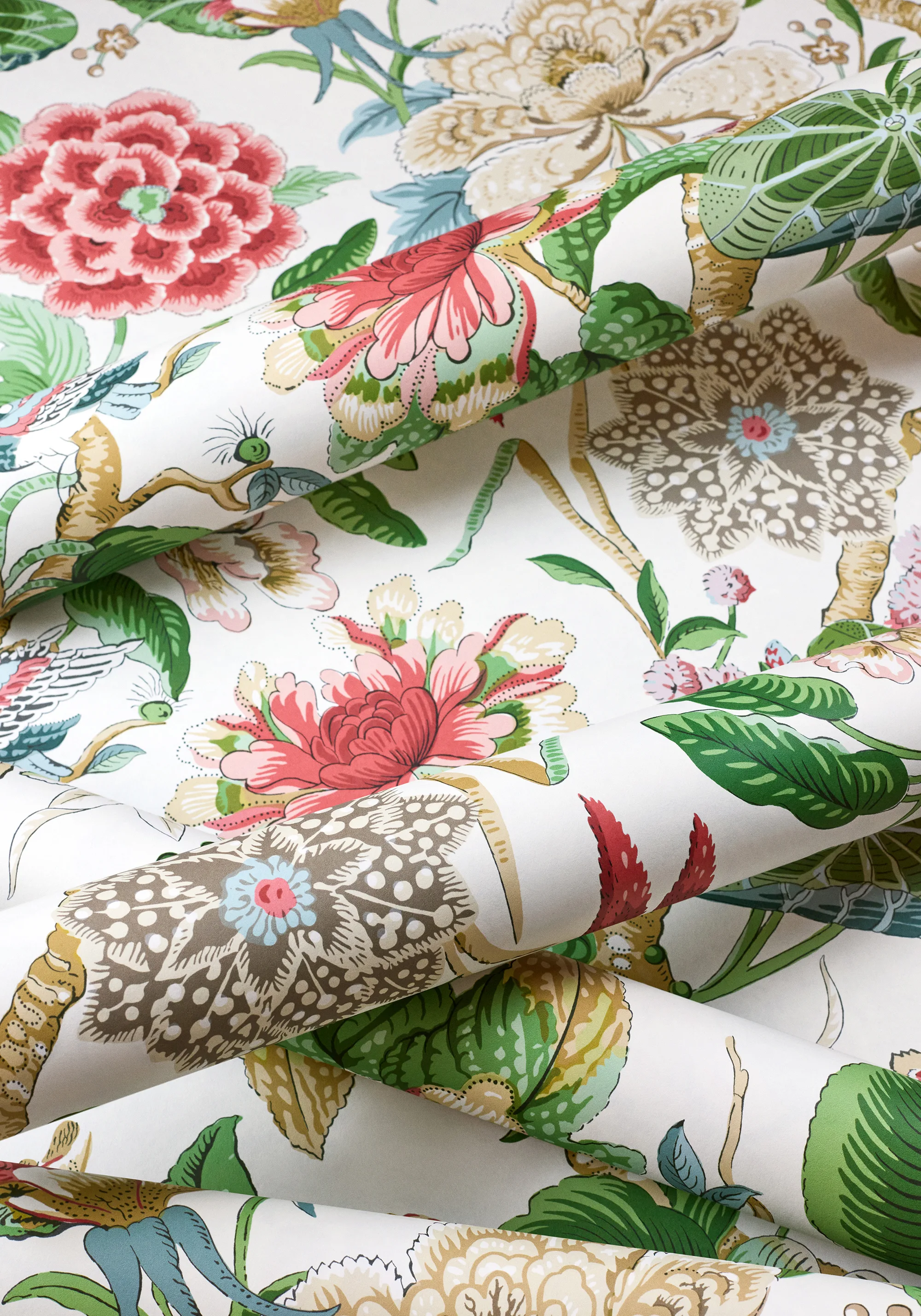 Thibaut Hill Garden in Coral and Green (T13658)