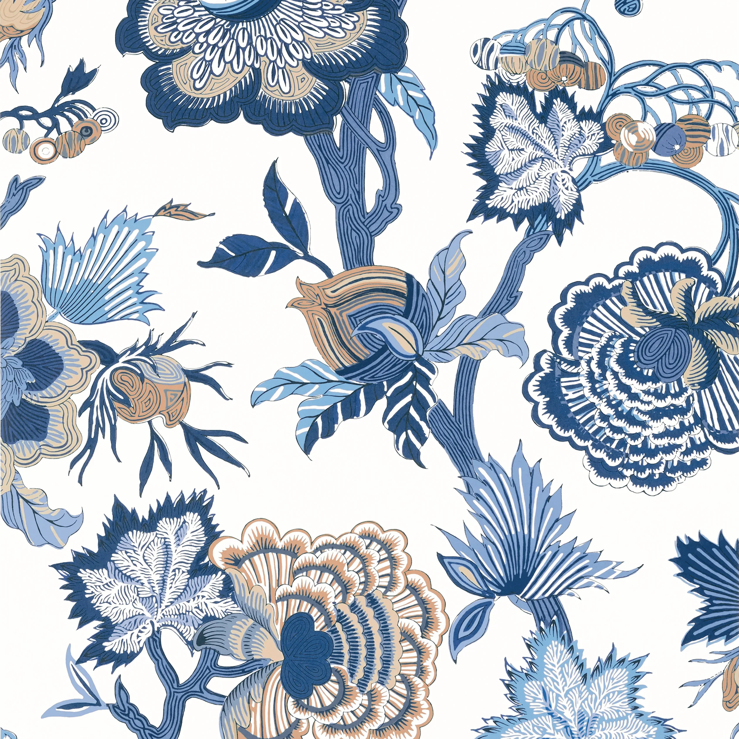 T36418 | Indienne Jacobean – Blue and White