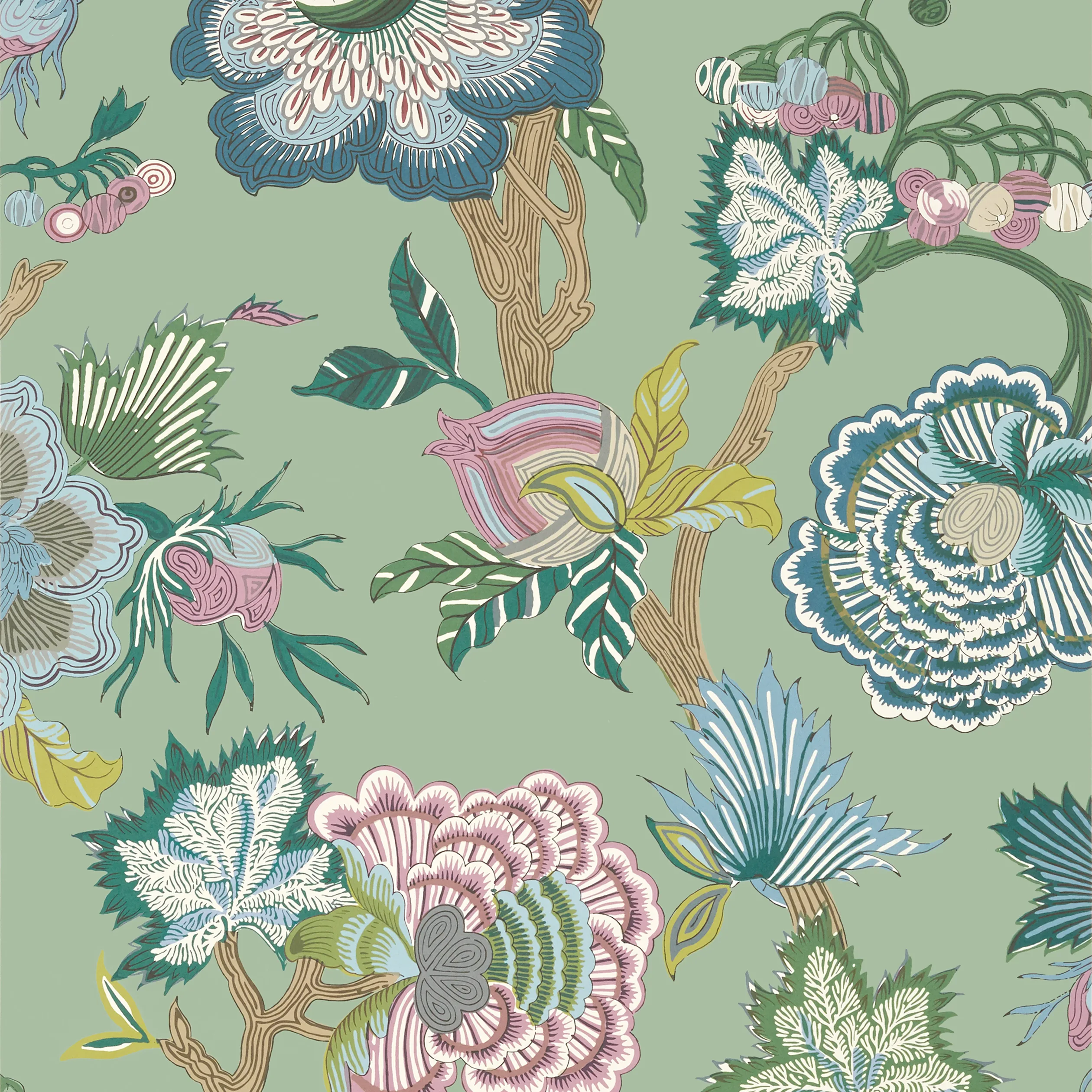 T36416 | Indienne Jacobean – Green