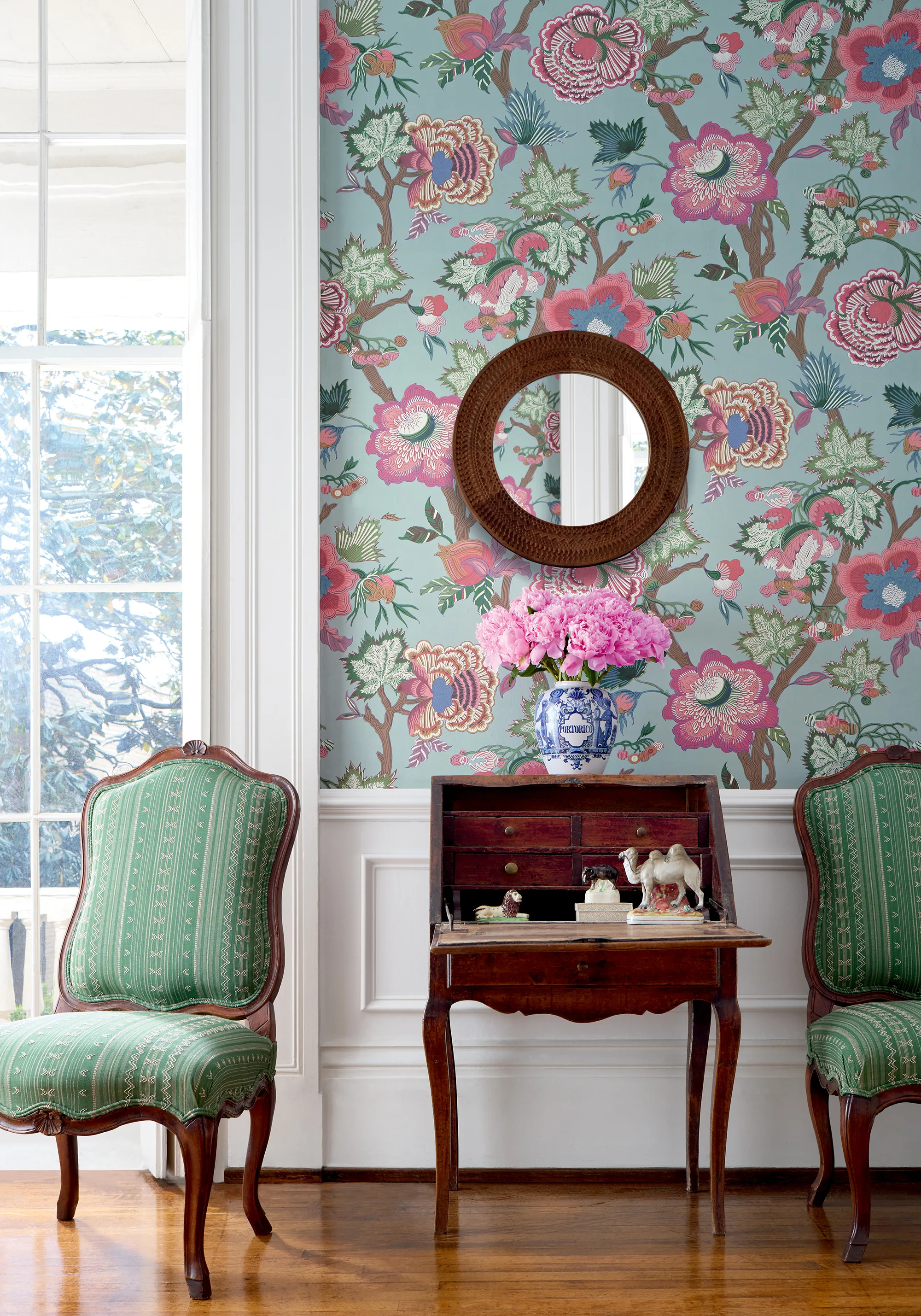Thibaut Indienne Jacobean in Raspberry and Teal (T36415)