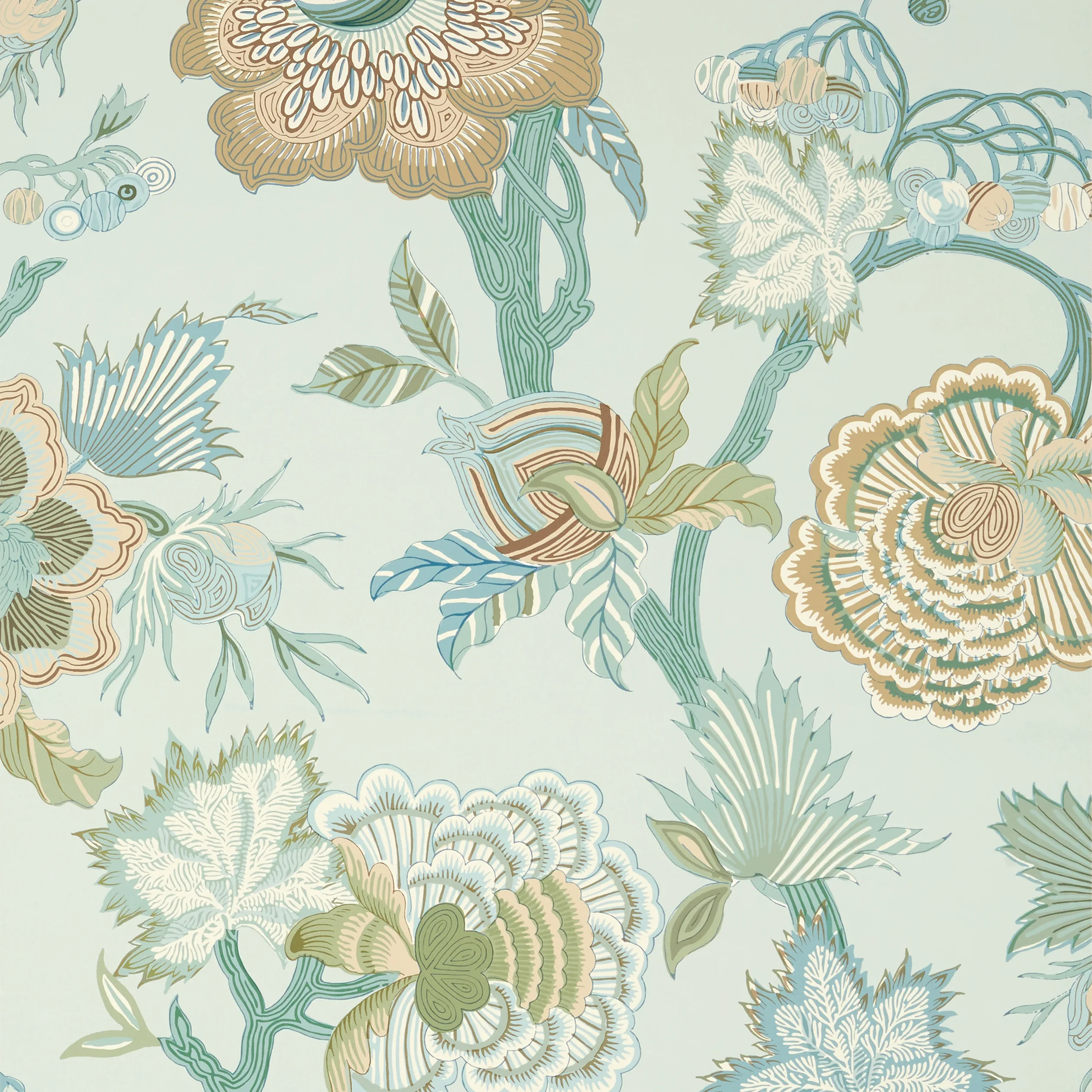 T36417 | Indienne Jacobean – Seaglass and Gold