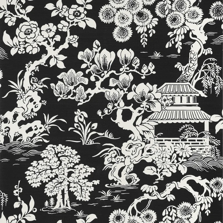 Thibaut Japanese Garden in Black (T13308)