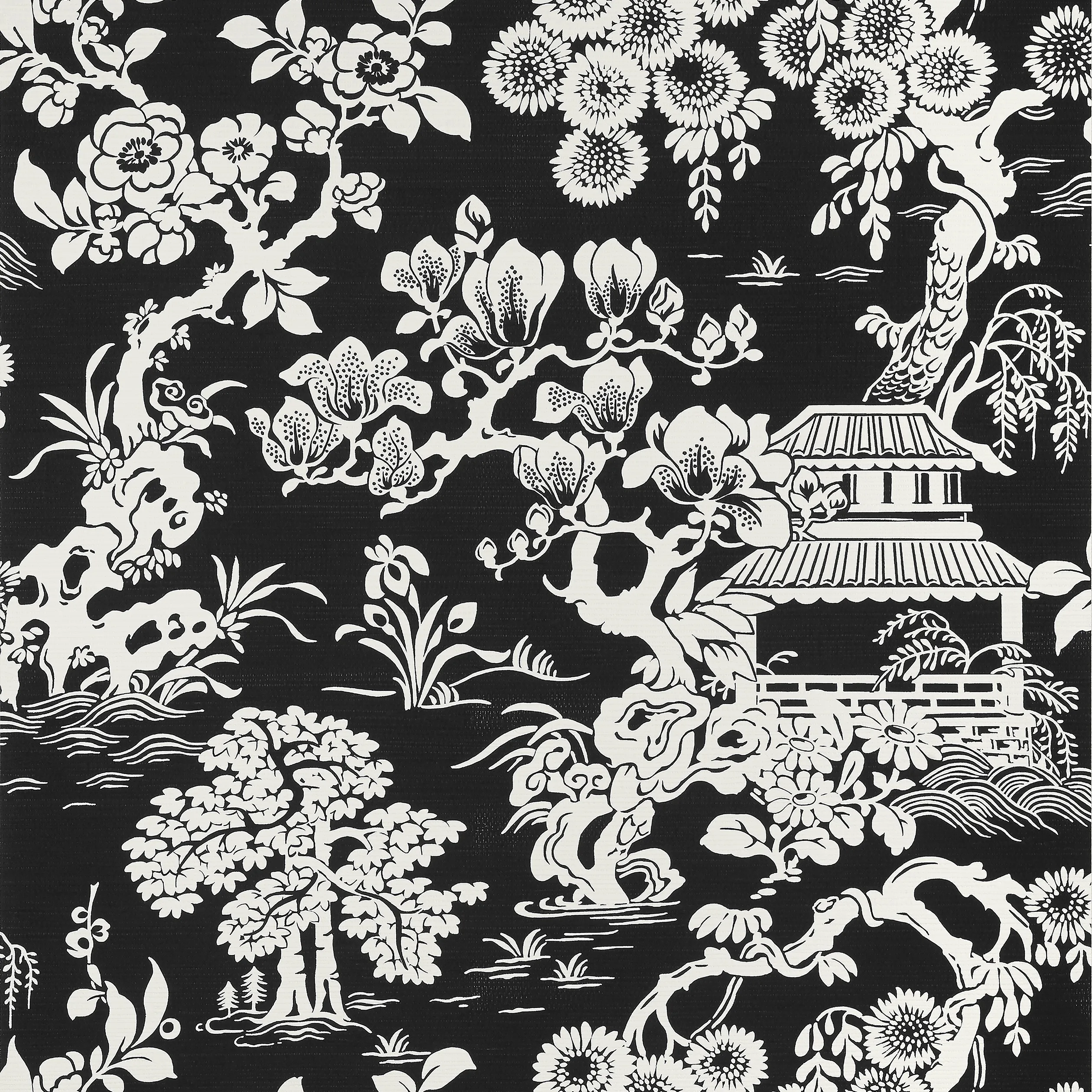 Thibaut Japanese Garden in Black (T13308)