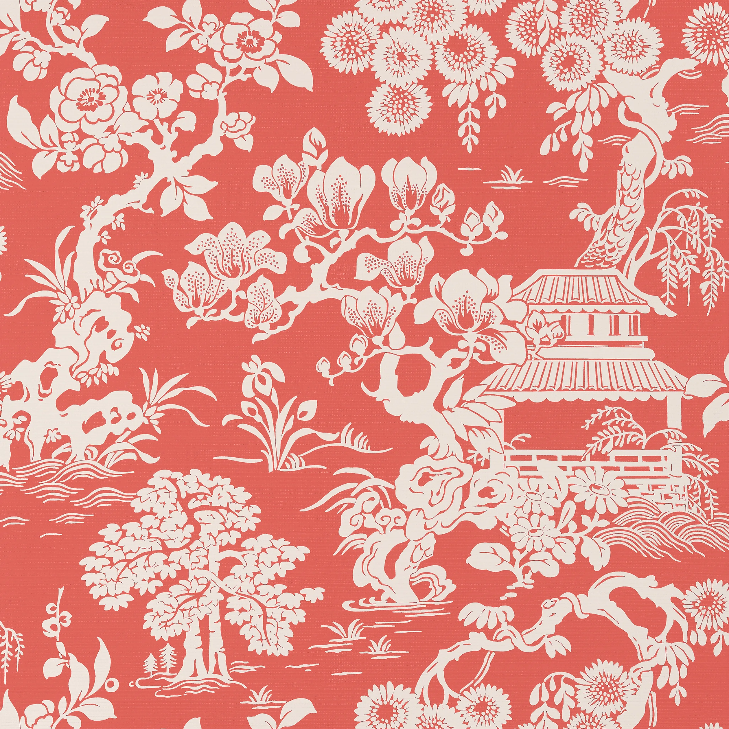 Thibaut Japanese Garden in Coral (T13305)