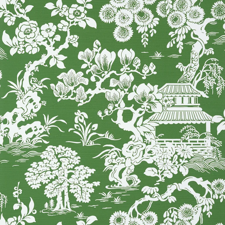Thibaut Japanese Garden in Emerald (T13304)