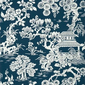 Thibaut Japanese Garden in Navy (T13307)