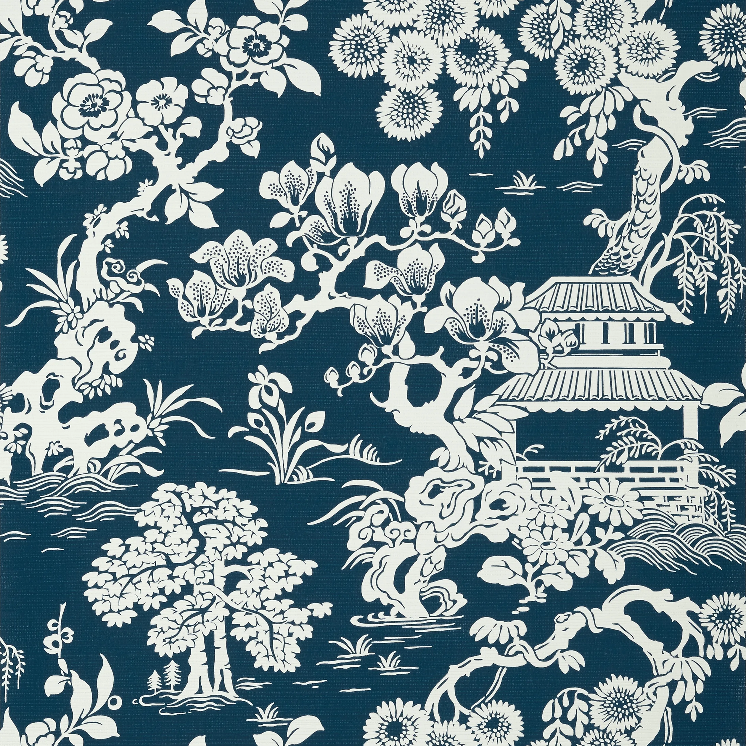 Thibaut Japanese Garden in Navy (T13307)