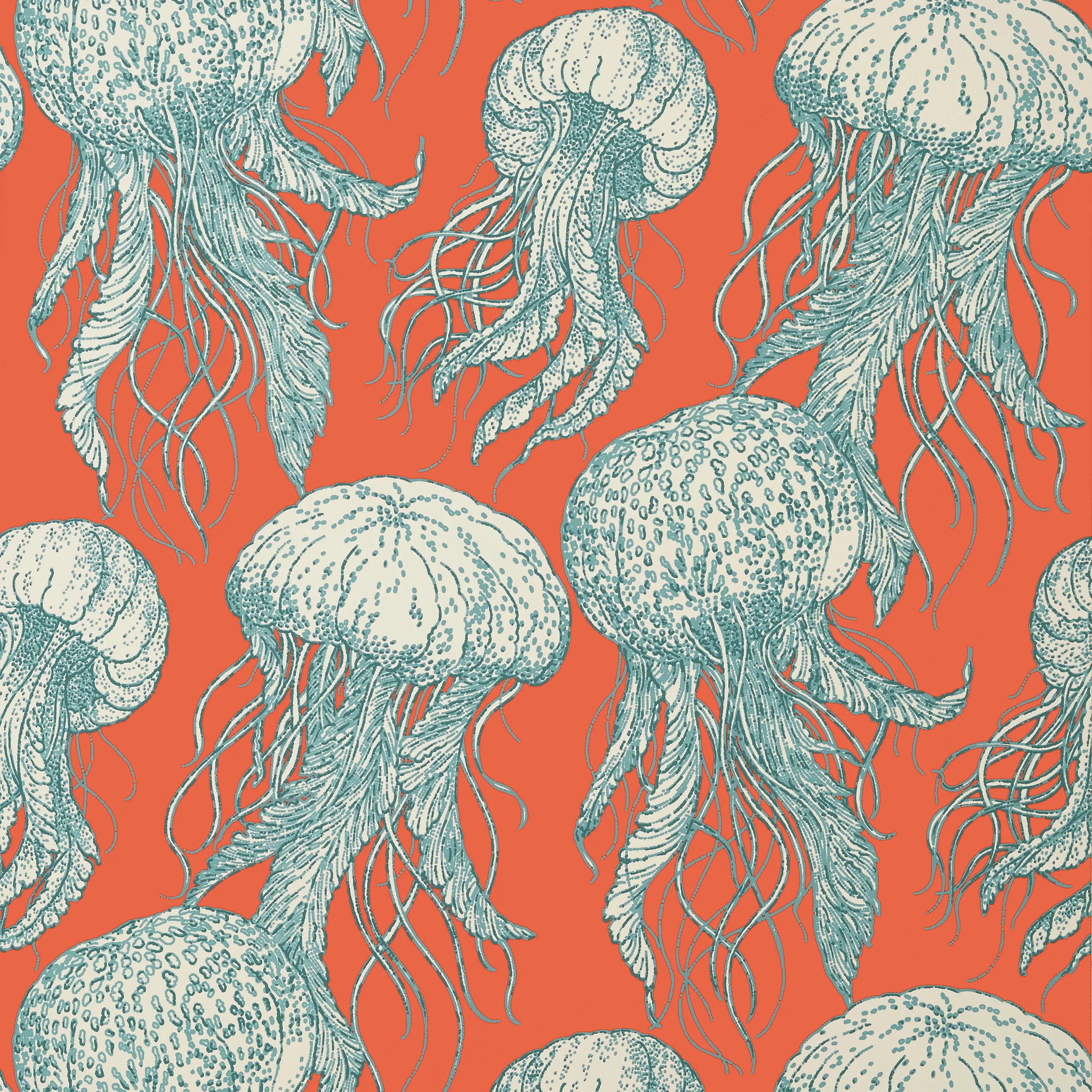 T13172 | Jelly Fish Bloom – Coral and Turquoise