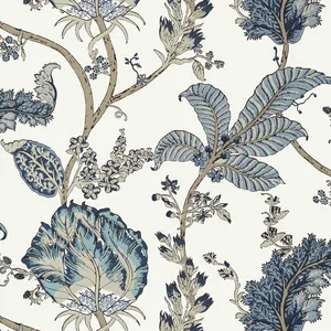 Anna French Kalamkari Vine in Blue and White (AT78738)