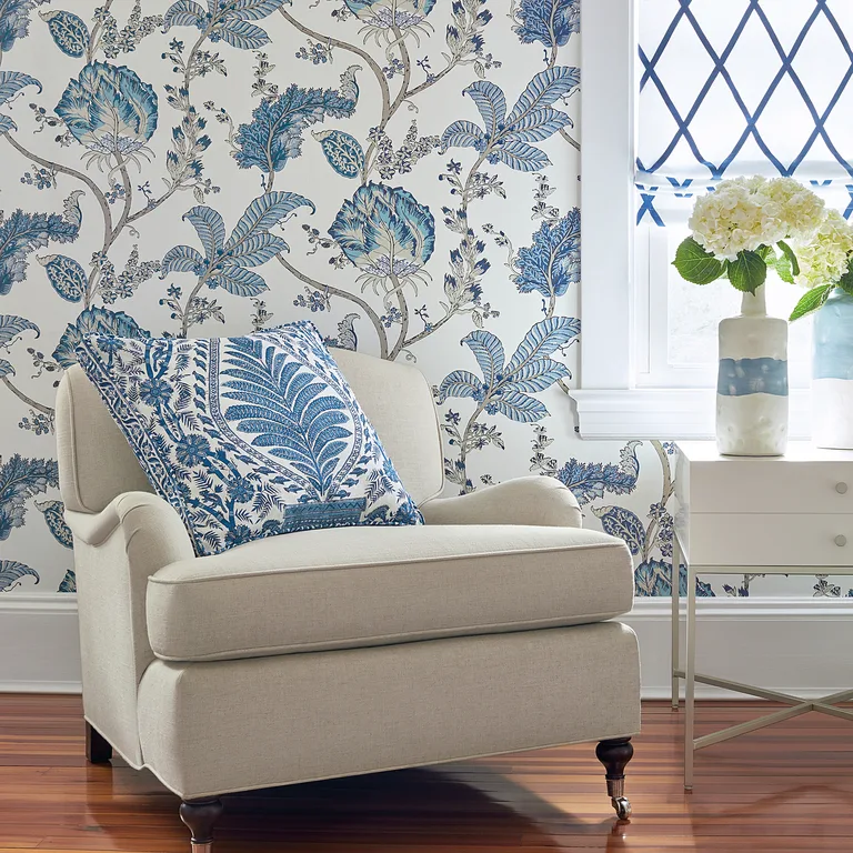 Anna French Kalamkari Vine in Blue and White (AT78738)