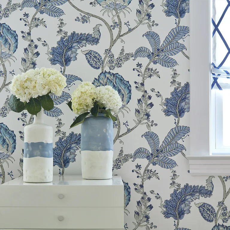 Anna French Kalamkari Vine in Blue and White (AT78738)