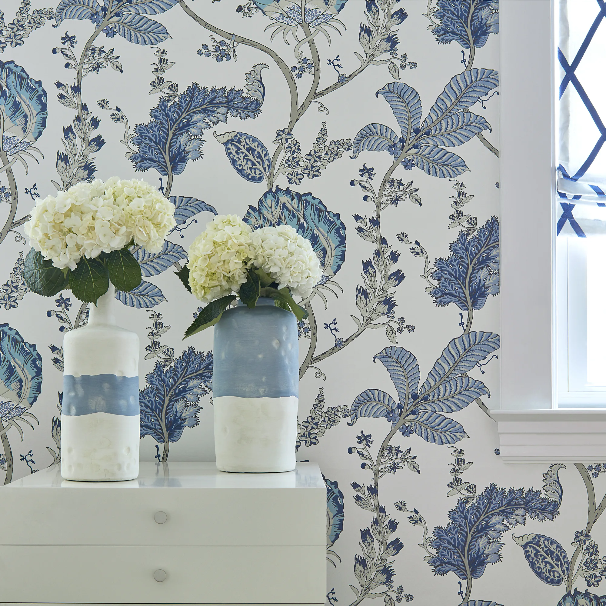 Anna French Kalamkari Vine in Blue and White (AT78738)