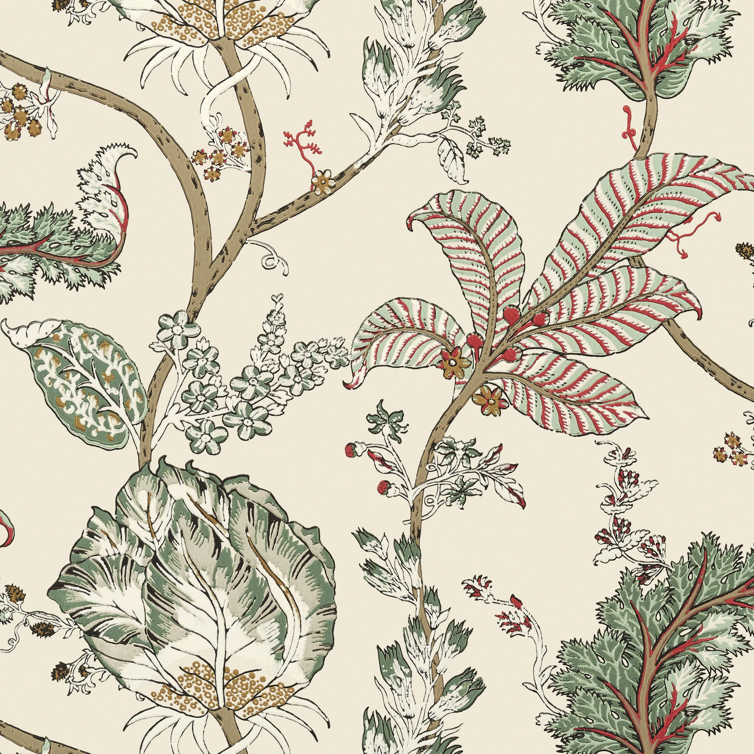AT78741 | Kalamkari Vine – Red and Gold