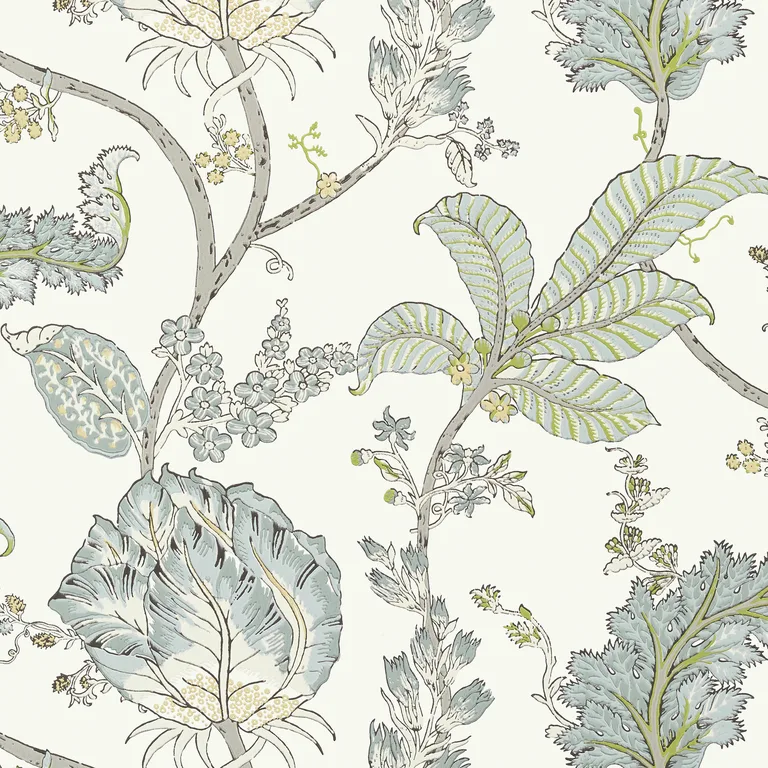 Anna French Kalamkari Vine in Yellow and Aqua (AT78740)