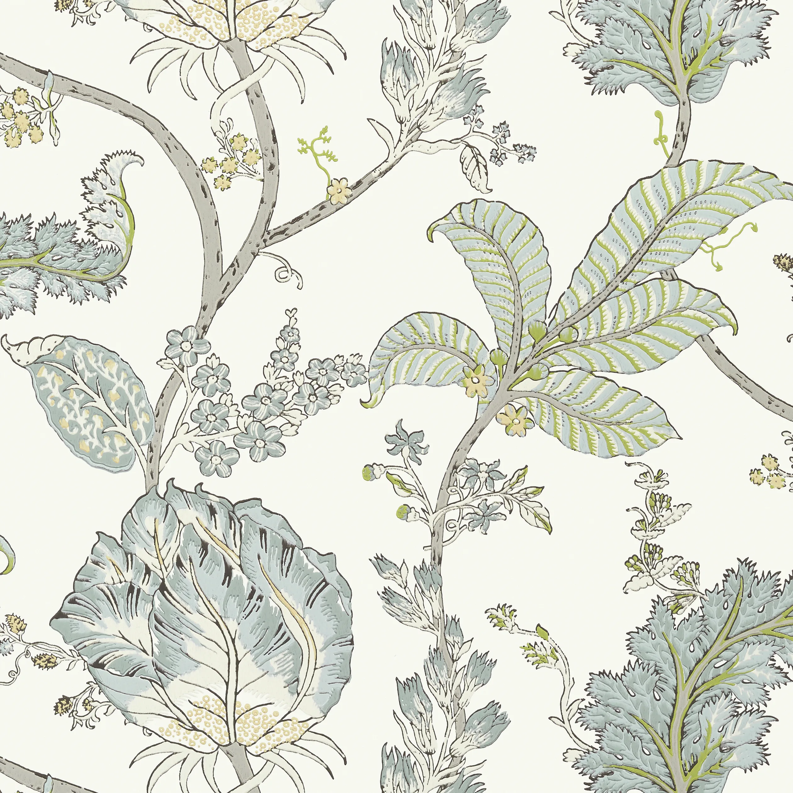 AT78740 | Kalamkari Vine – Yellow and Aqua