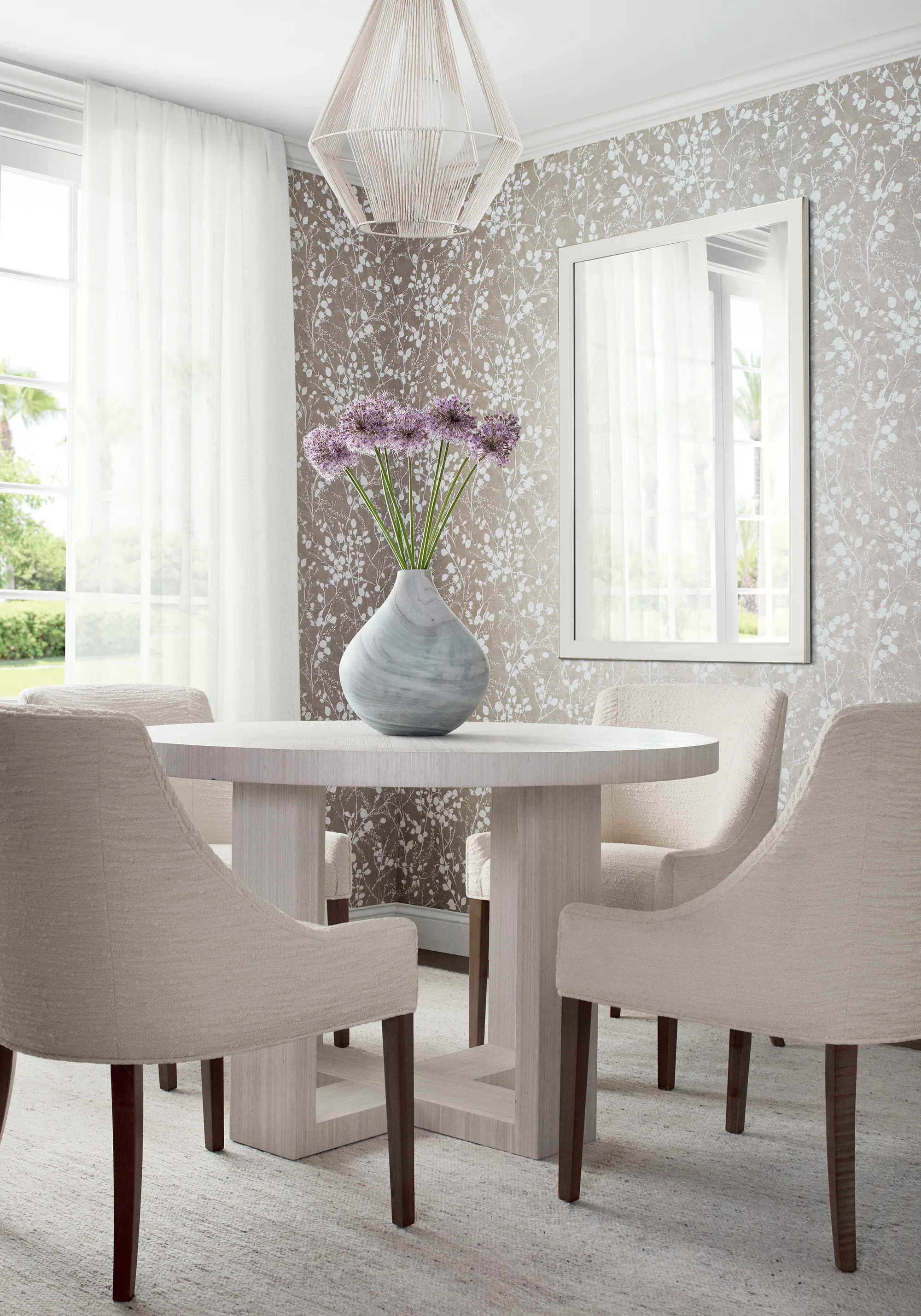 Thibaut Katamari Bud in Pewter and White (T34094)