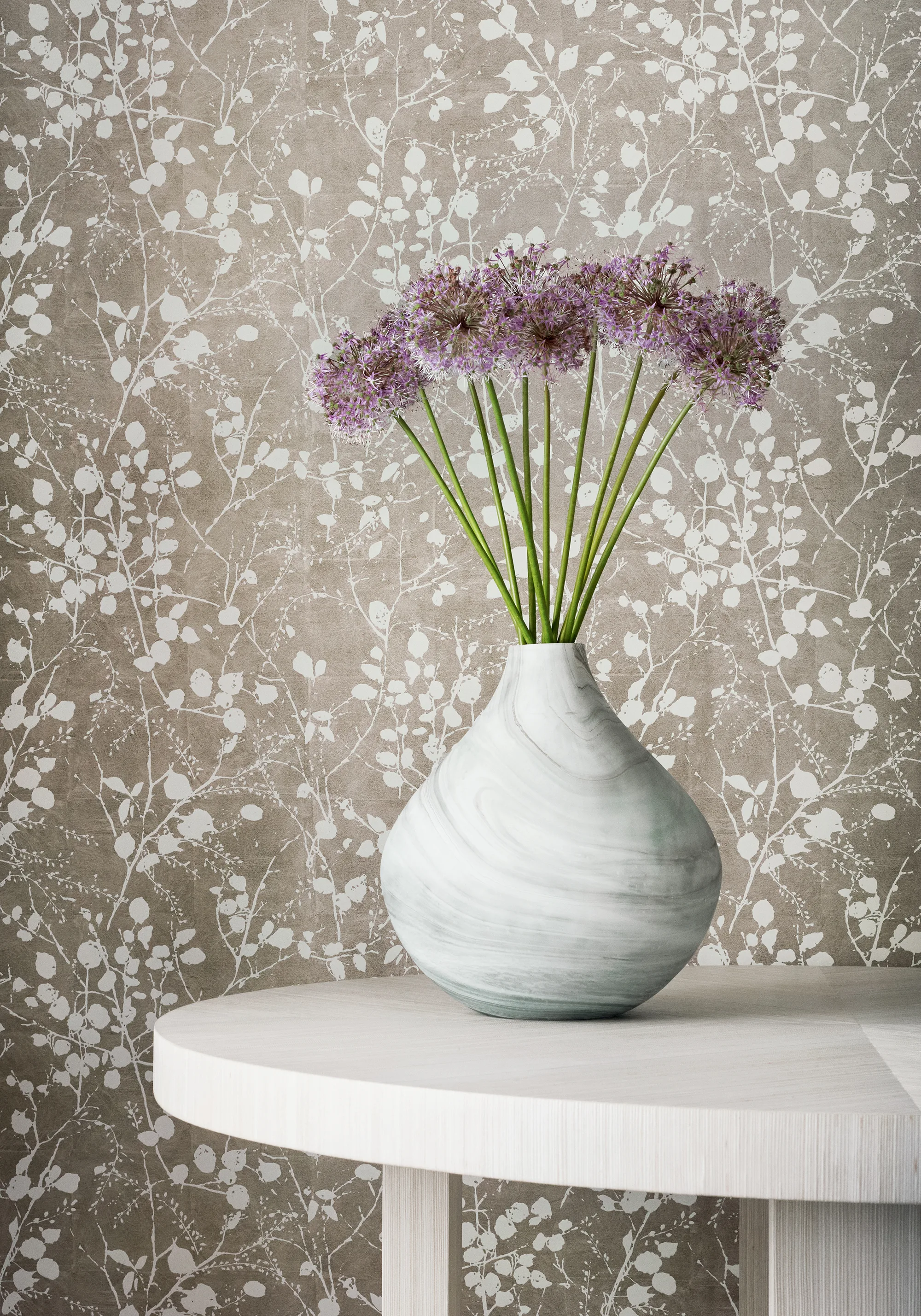 Thibaut Katamari Bud in Pewter and White (T34094)