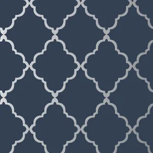 Anna French Klein Trellis in Silver on Navy (AT6060)