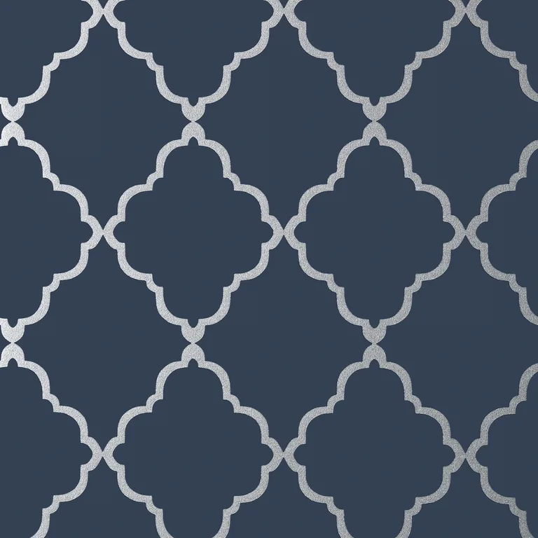 Anna French Klein Trellis in Silver on Navy (AT6060)