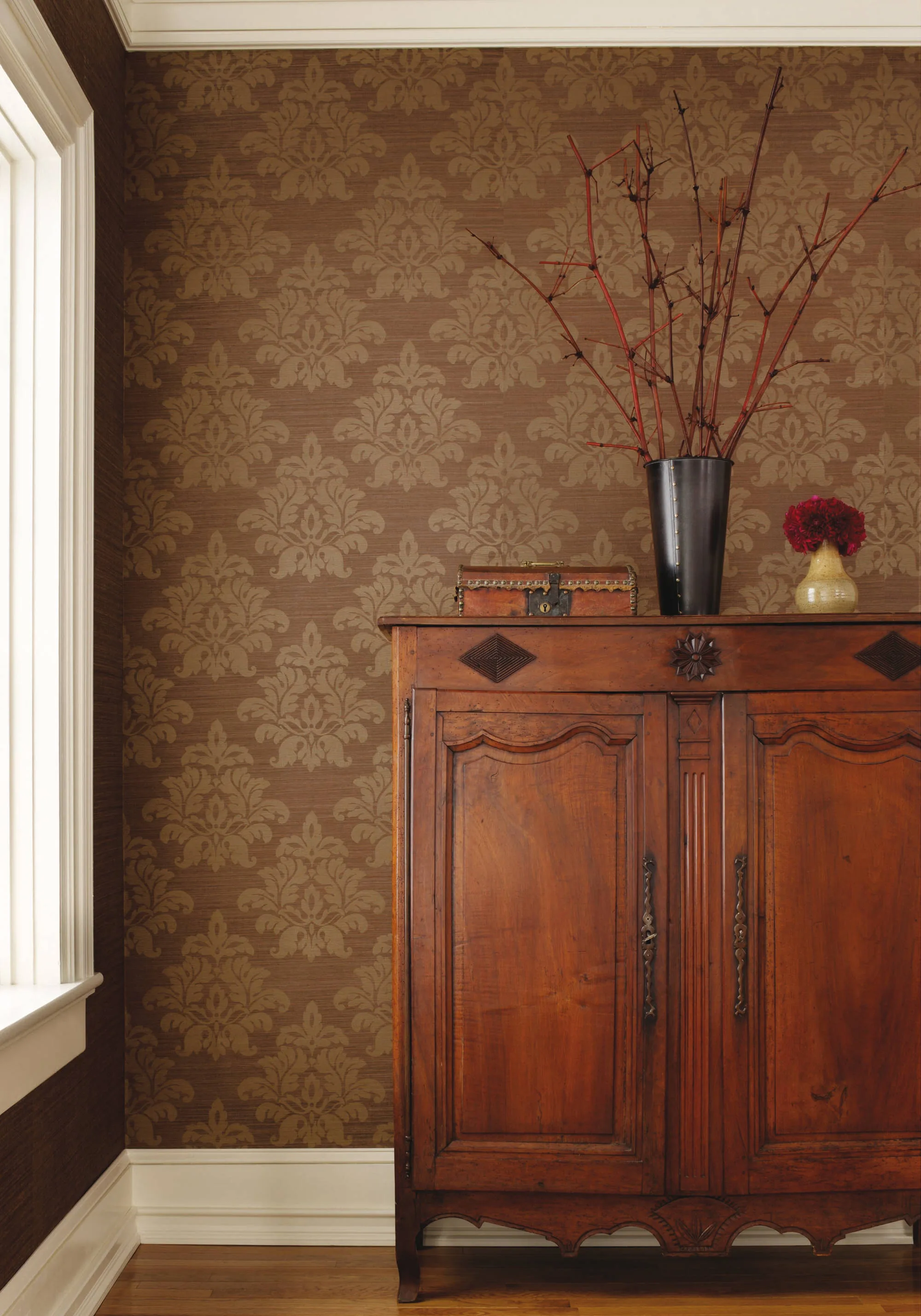 Thibaut Kunqu Damask in Brown (T5001)