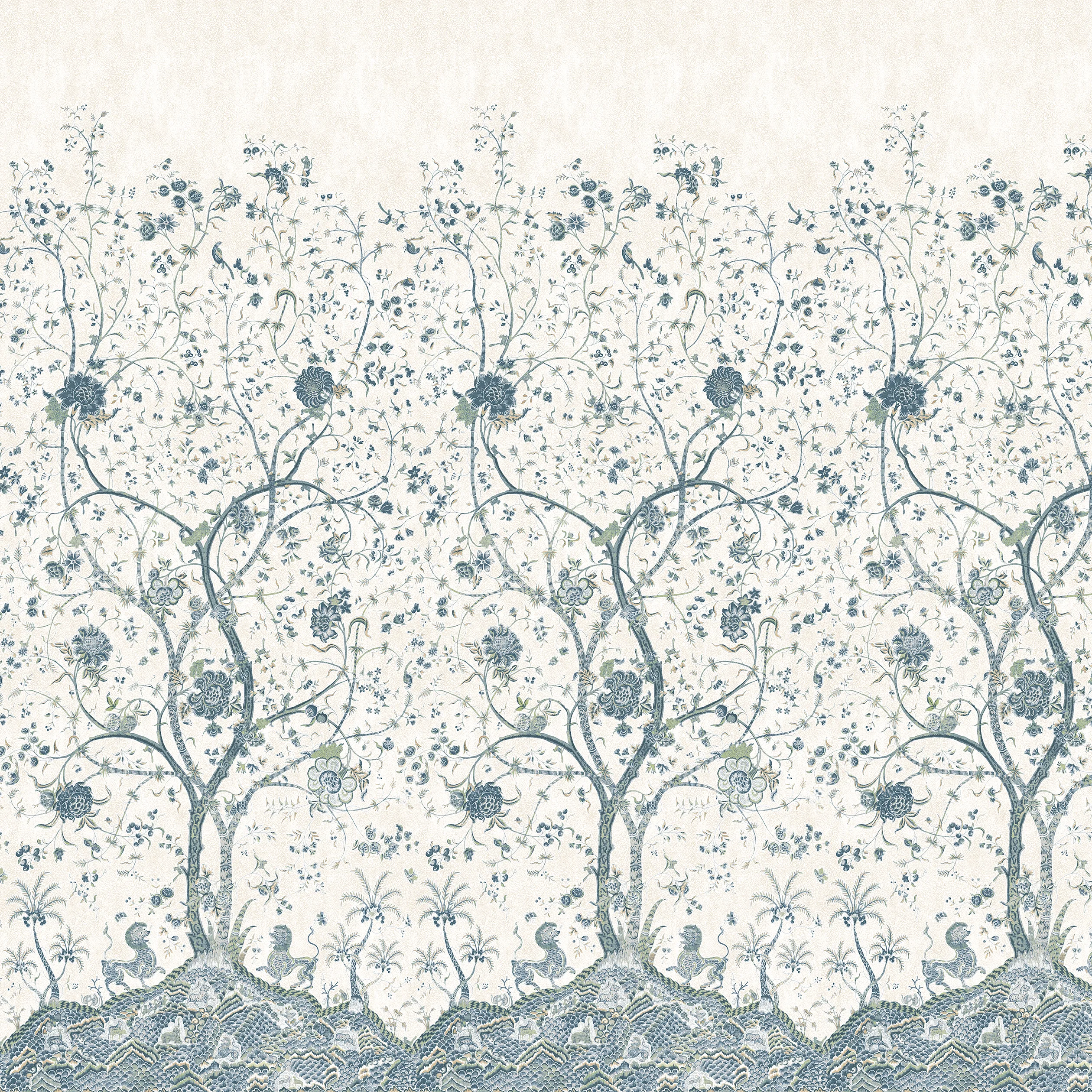 Anna French La Bourdonnais Mural in Blue (ATM10774)