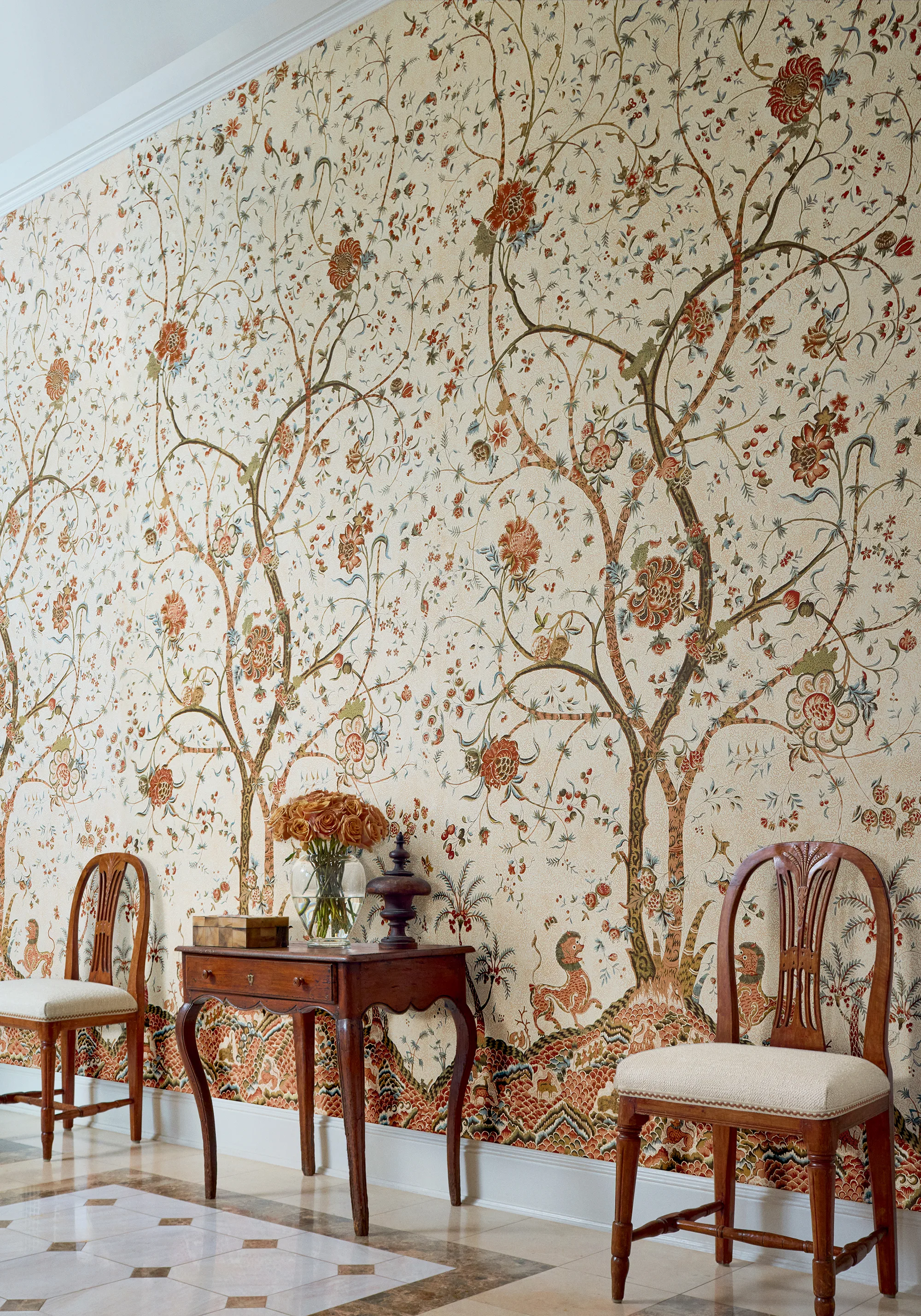 Anna French La Bourdonnais Mural in Red (ATM10773)