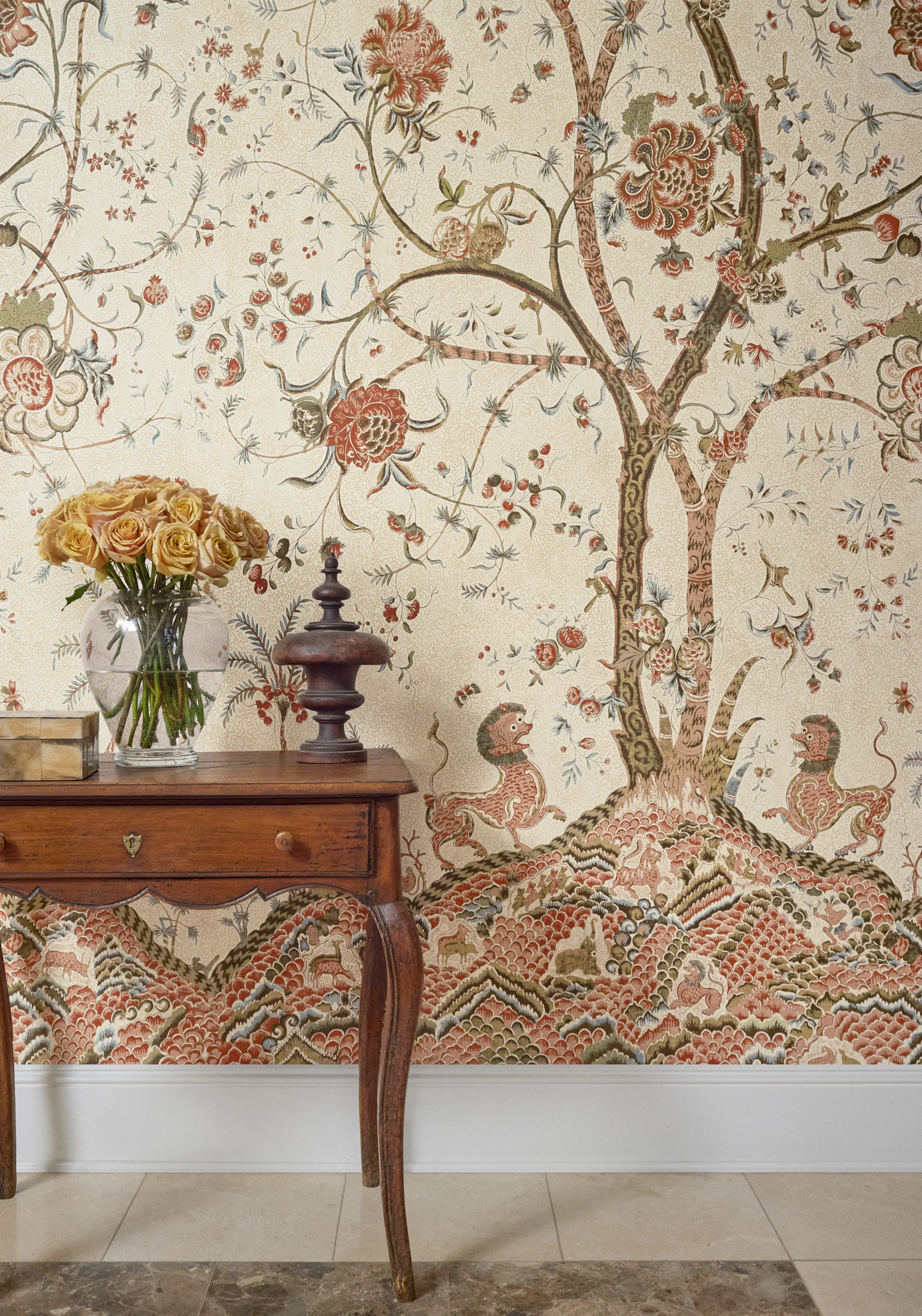 Anna French La Bourdonnais Mural in Red (ATM10773)