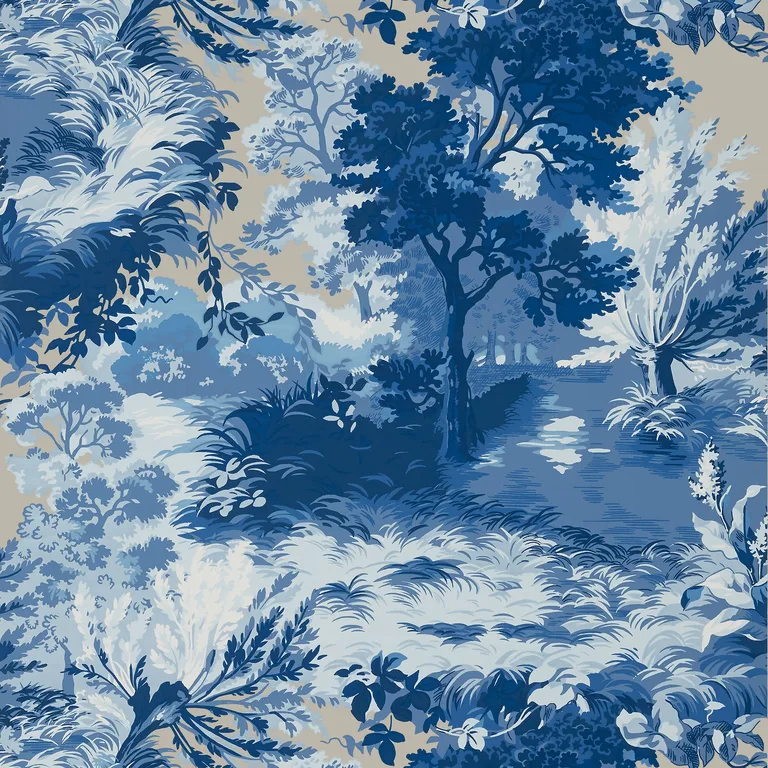 Thibaut Lincoln Toile in Blue and Flax (T10864)