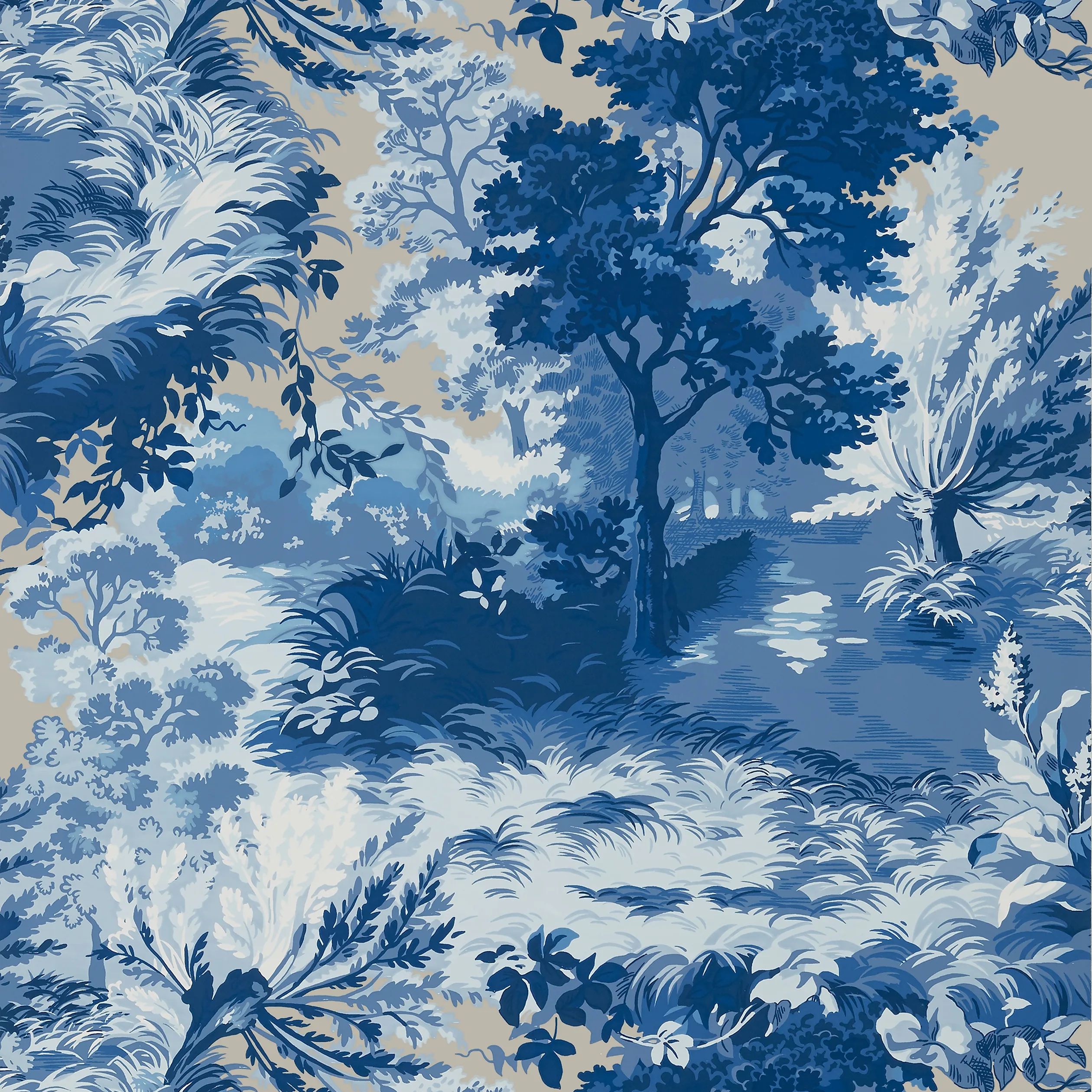 Thibaut Lincoln Toile in Blue and Flax (T10864)
