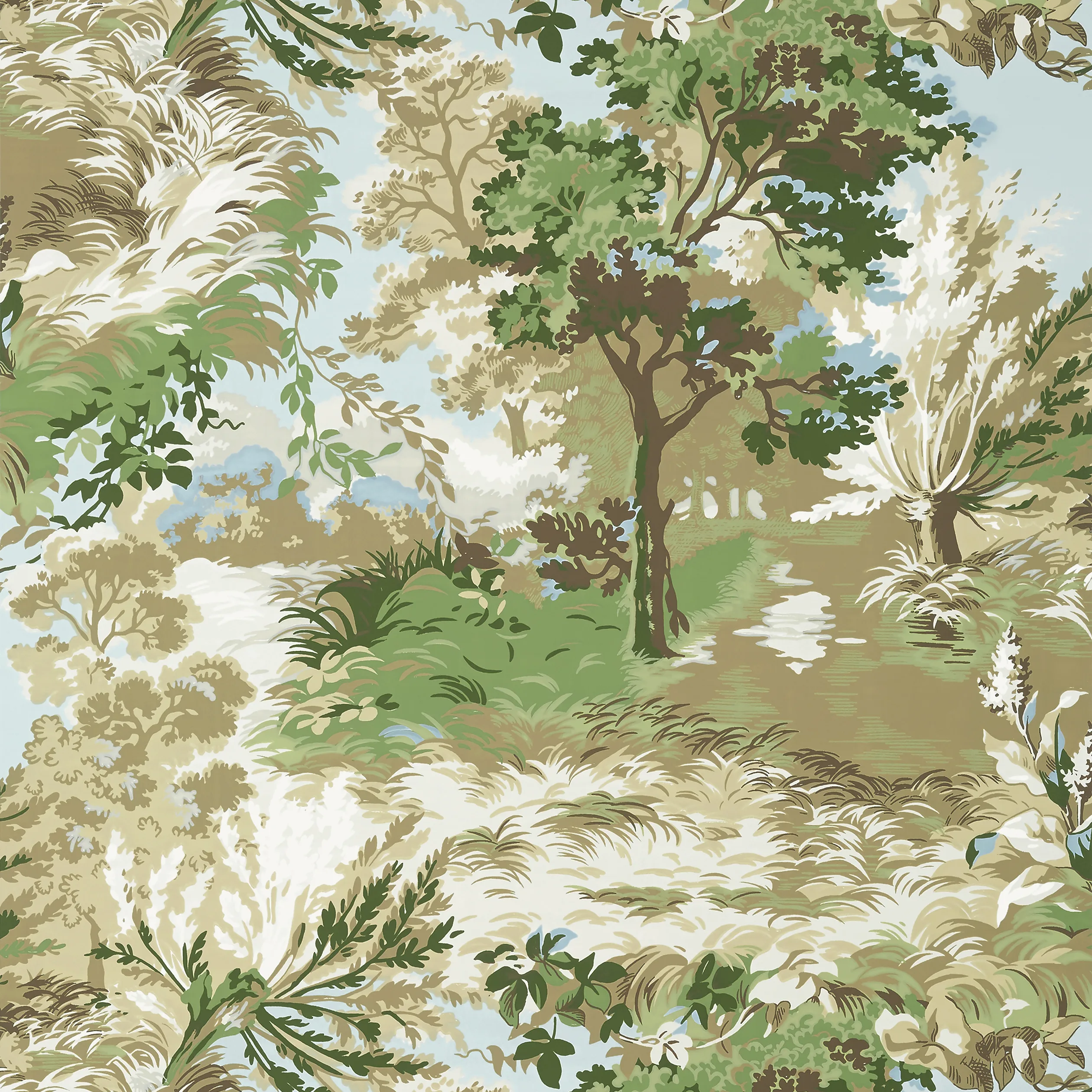 T10866 | Lincoln Toile – Green and Beige