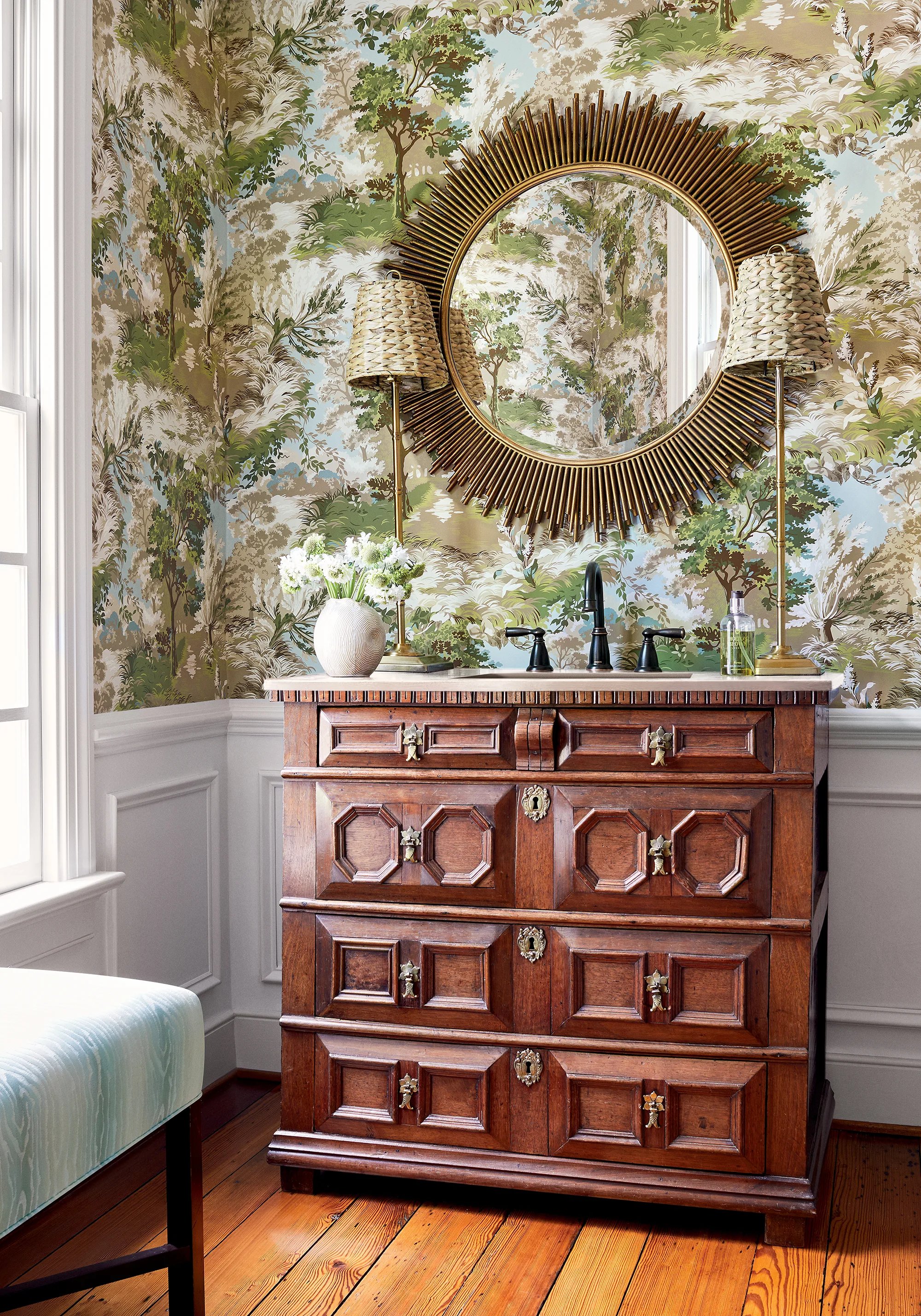 Thibaut Lincoln Toile in Green and Beige (T10866)