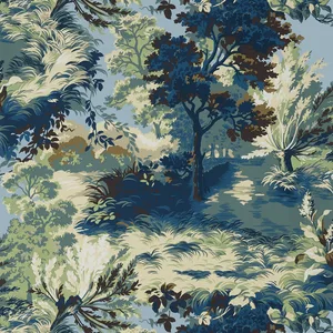 Thibaut Lincoln Toile in Navy and Teal (T10867)
