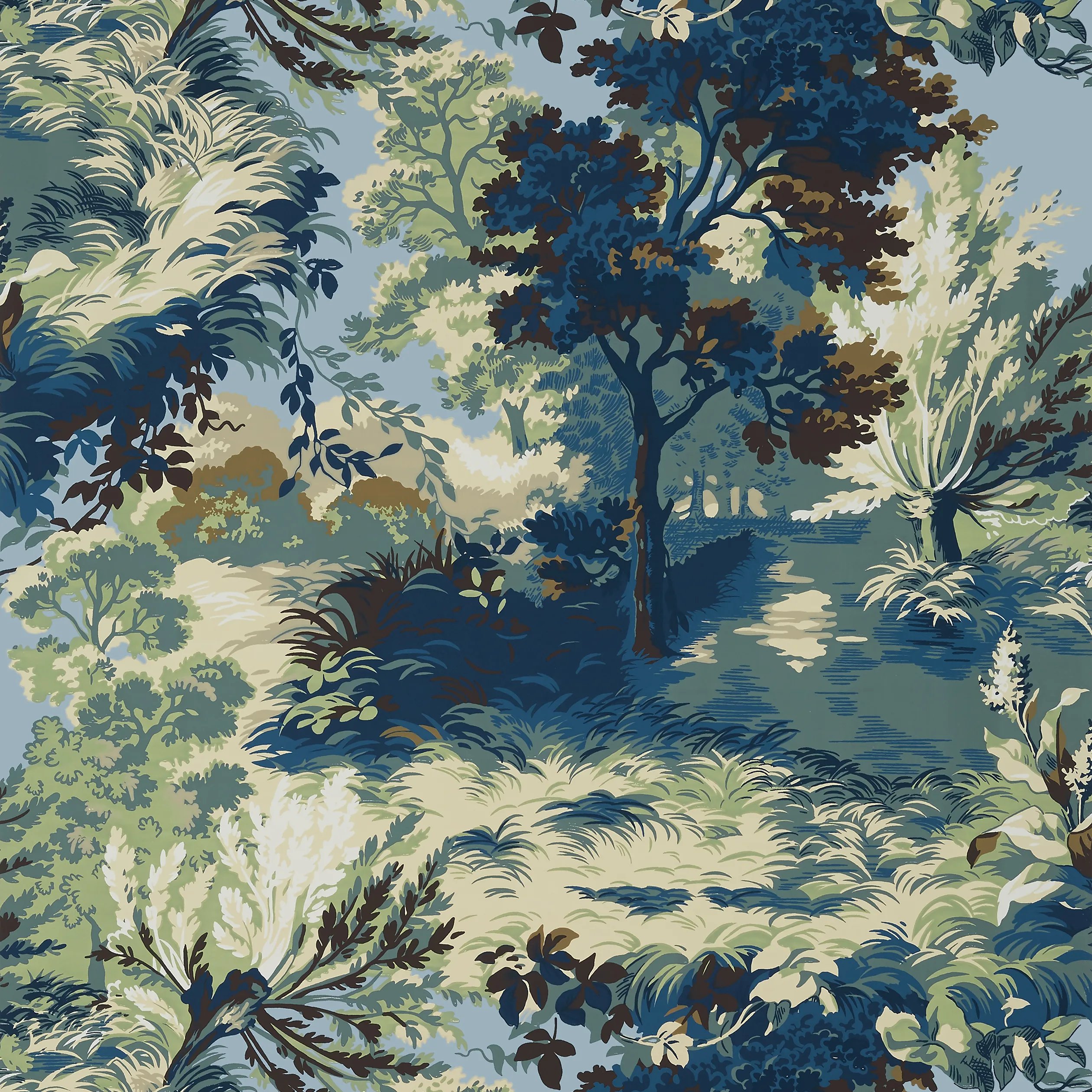 T10867 | Lincoln Toile – Navy and Teal