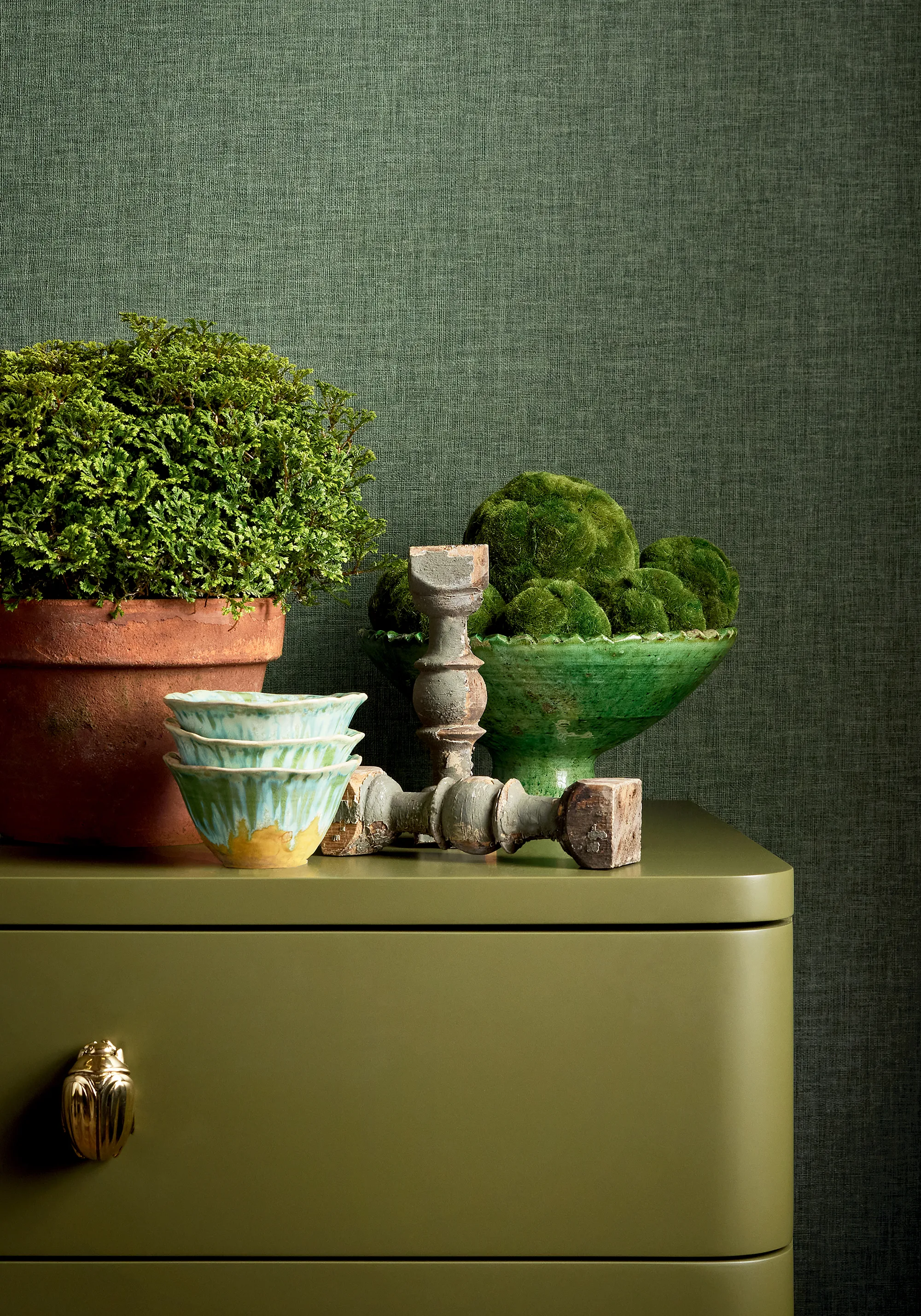 Thibaut Linen Weave in Pine Green (T34046)