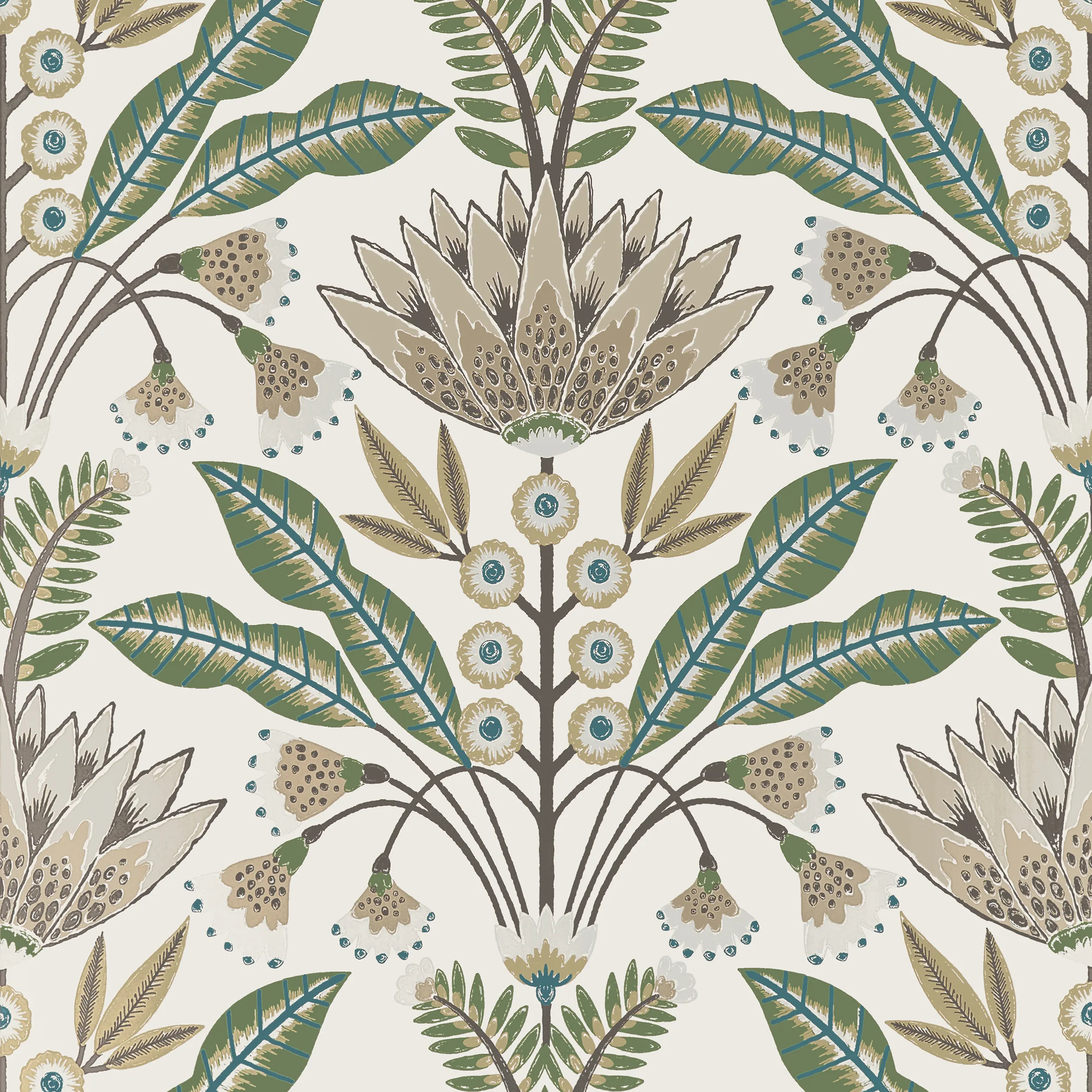 T14610 | Lotus – Green and Beige