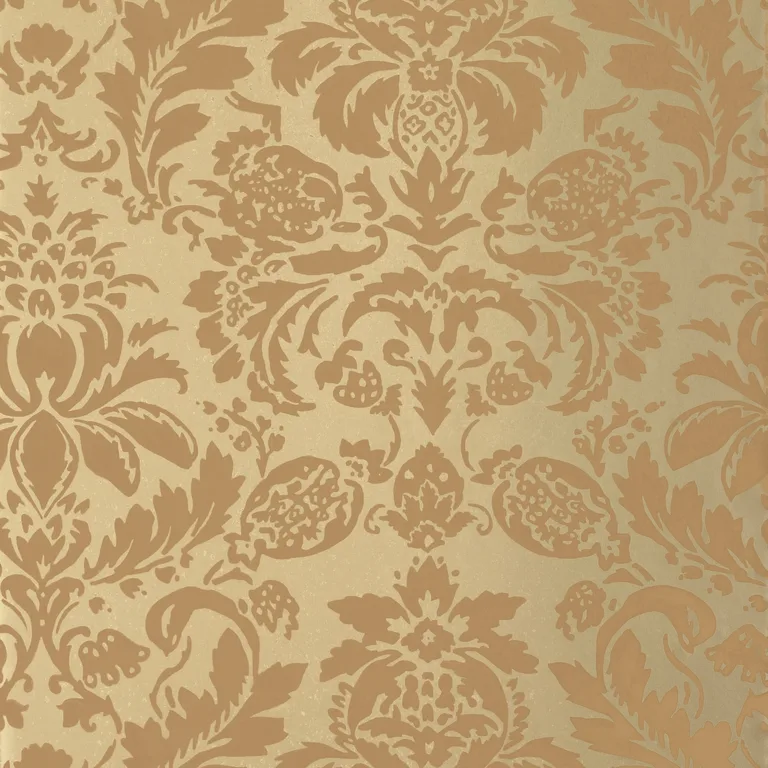 Thibaut Lyndon Damask in Tobacco on Metallic Gold (T10034)