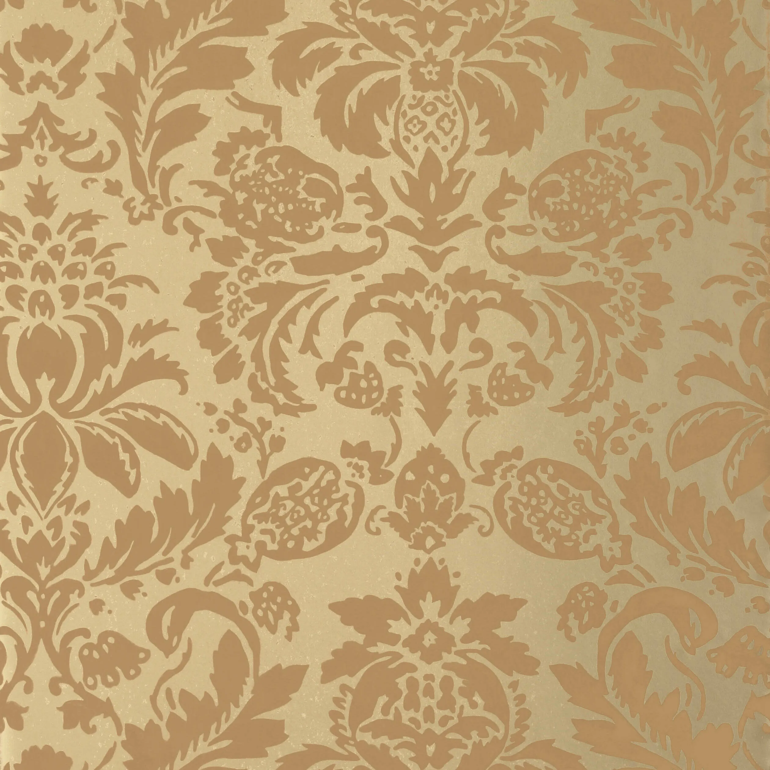 Thibaut Lyndon Damask in Tobacco on Metallic Gold (T10034)