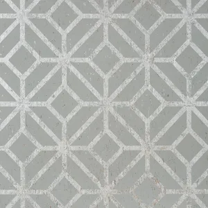 Thibaut Mamora Trellis Cork in Grey on Metallic Silver (T10413)