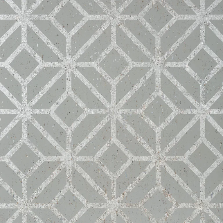 Thibaut Mamora Trellis Cork in Grey on Metallic Silver (T10413)
