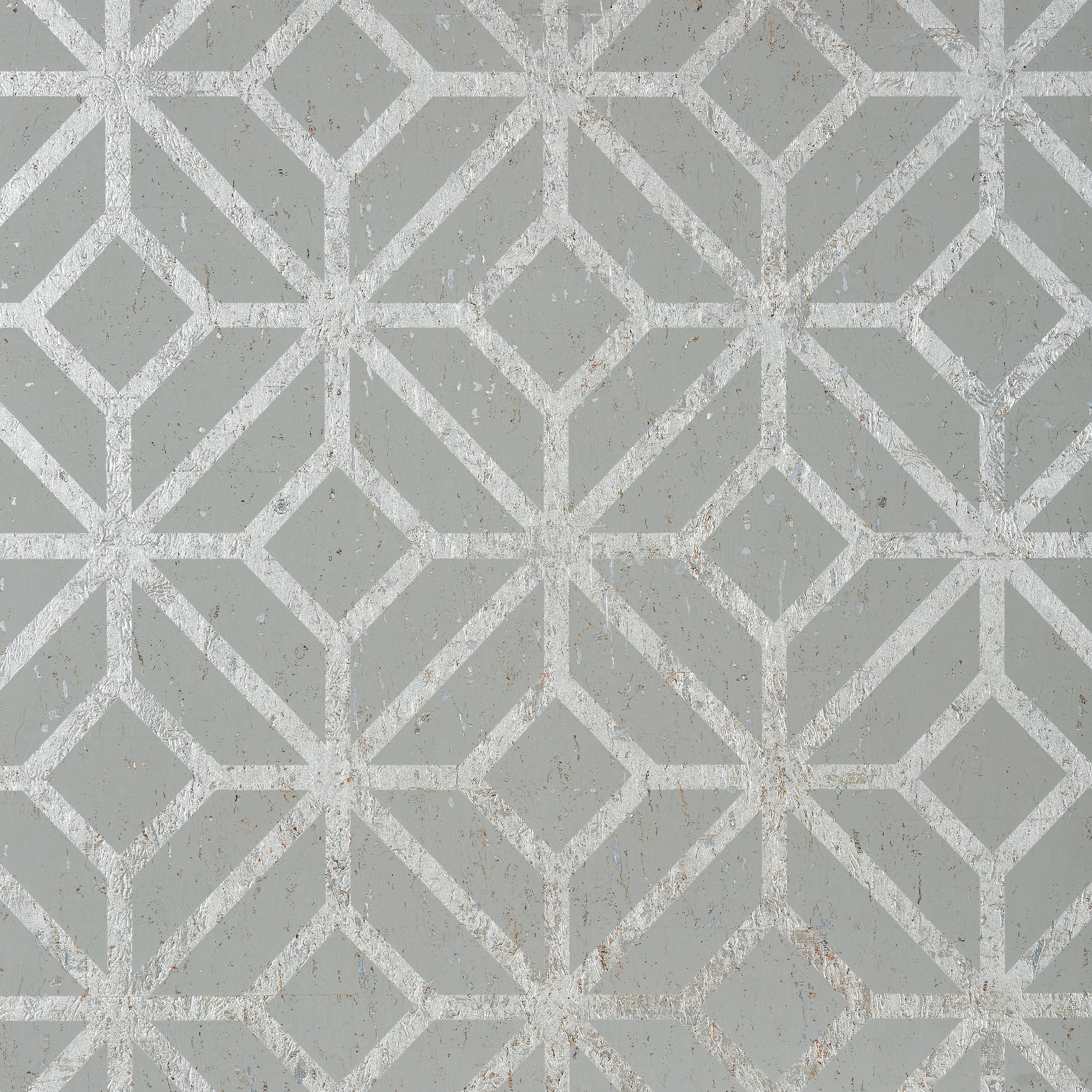 Thibaut Mamora Trellis Cork in Grey on Metallic Silver (T10413)