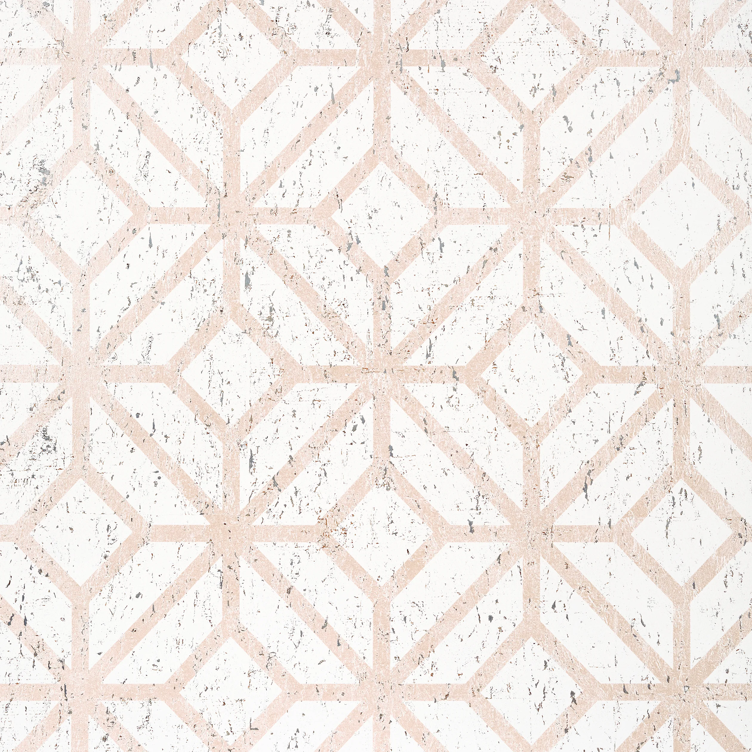 T10409 | Mamora Trellis Cork – White on Metallic Blush