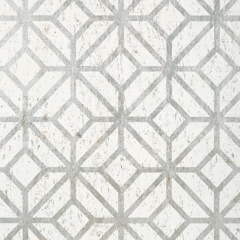 Thibaut Mamora Trellis Cork in White on Silver (T10410)