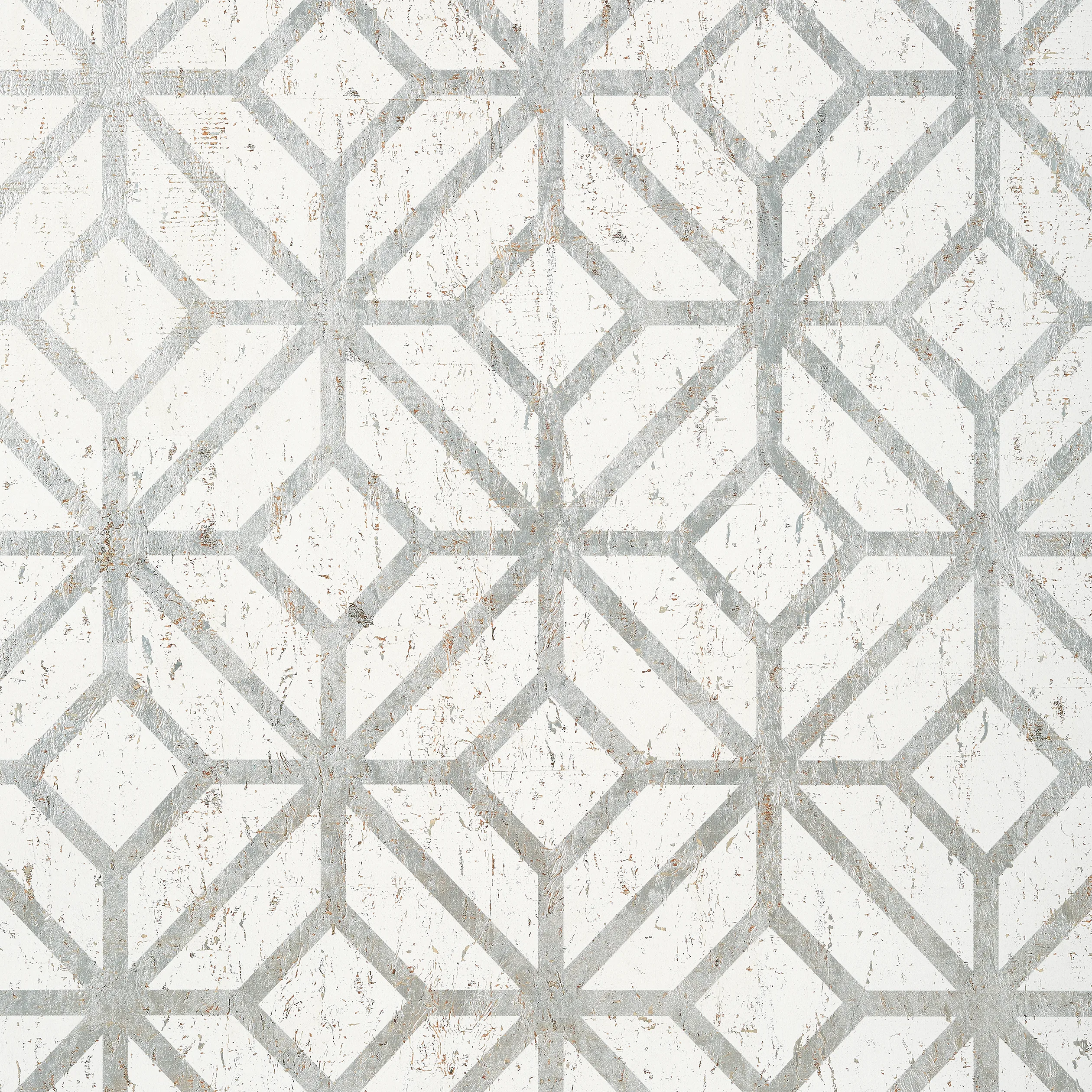 T10410 | Mamora Trellis Cork – White on Silver
